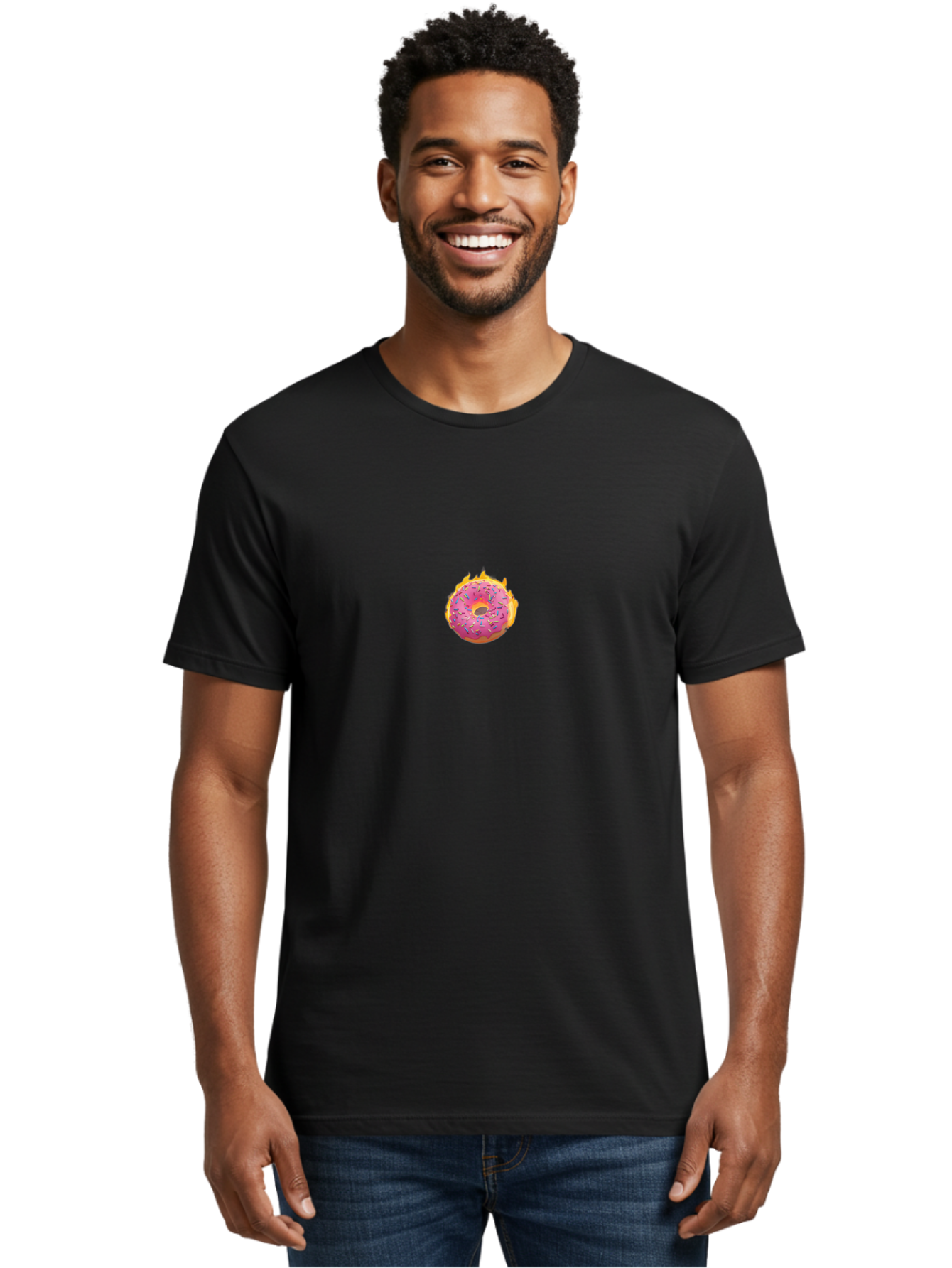 Pink-Donut-Fire Men'S Graphic Tee, 100% Cotton, Comfortable Casual Summer Wear, Machine Washable, Vintage Camera, Old Camera, Antique Camera, Black Camera, Classic Photography, Photography Equipment, Nostalgic Device, Film Camera, Camera Art Ban127