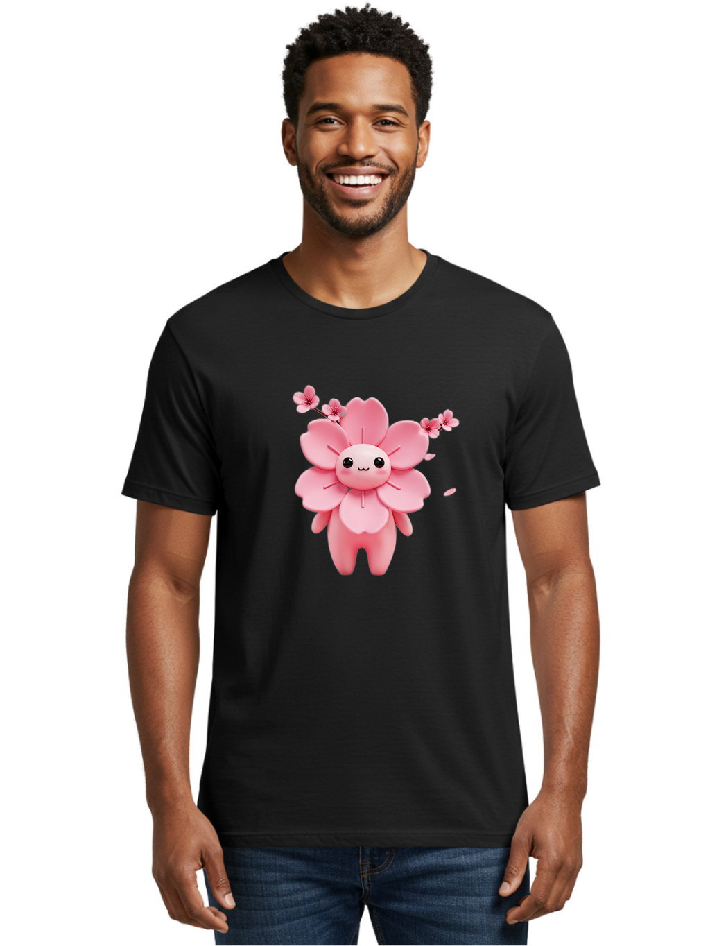 Pink-Flower-Character Men'S Graphic Tee, 100% Cotton, Comfortable Casual Summer Wear, Machine Washable, Vintage Camera, Old Camera, Antique Camera, Black Camera, Classic Photography, Photography Equipment, Nostalgic Device, Film Camera, Ban130