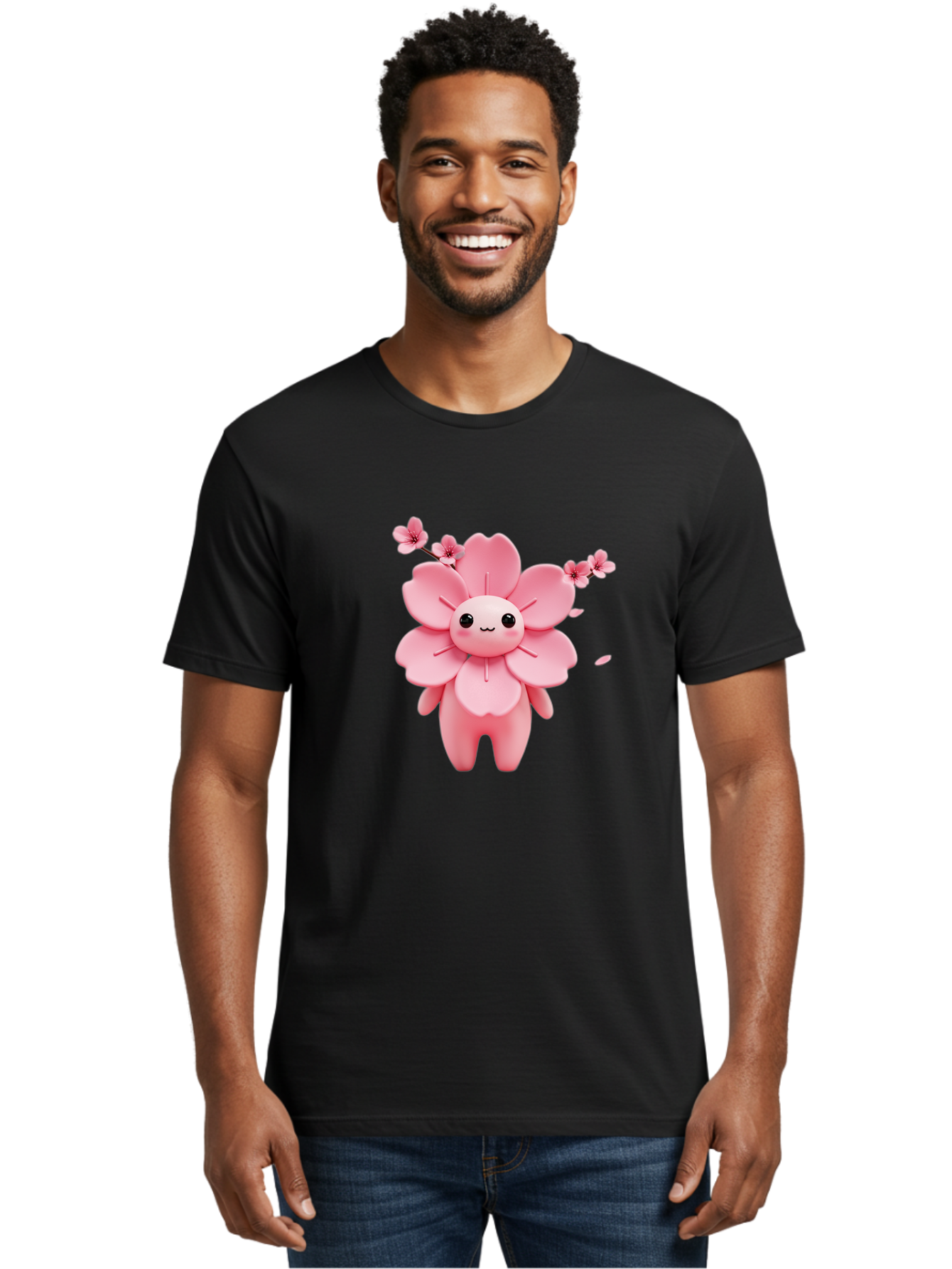 Pink-Flower-Character Men'S Graphic Tee, 100% Cotton, Comfortable Casual Summer Wear, Machine Washable, Vintage Camera, Old Camera, Antique Camera, Black Camera, Classic Photography, Photography Equipment, Nostalgic Device, Film Camera, Ban130