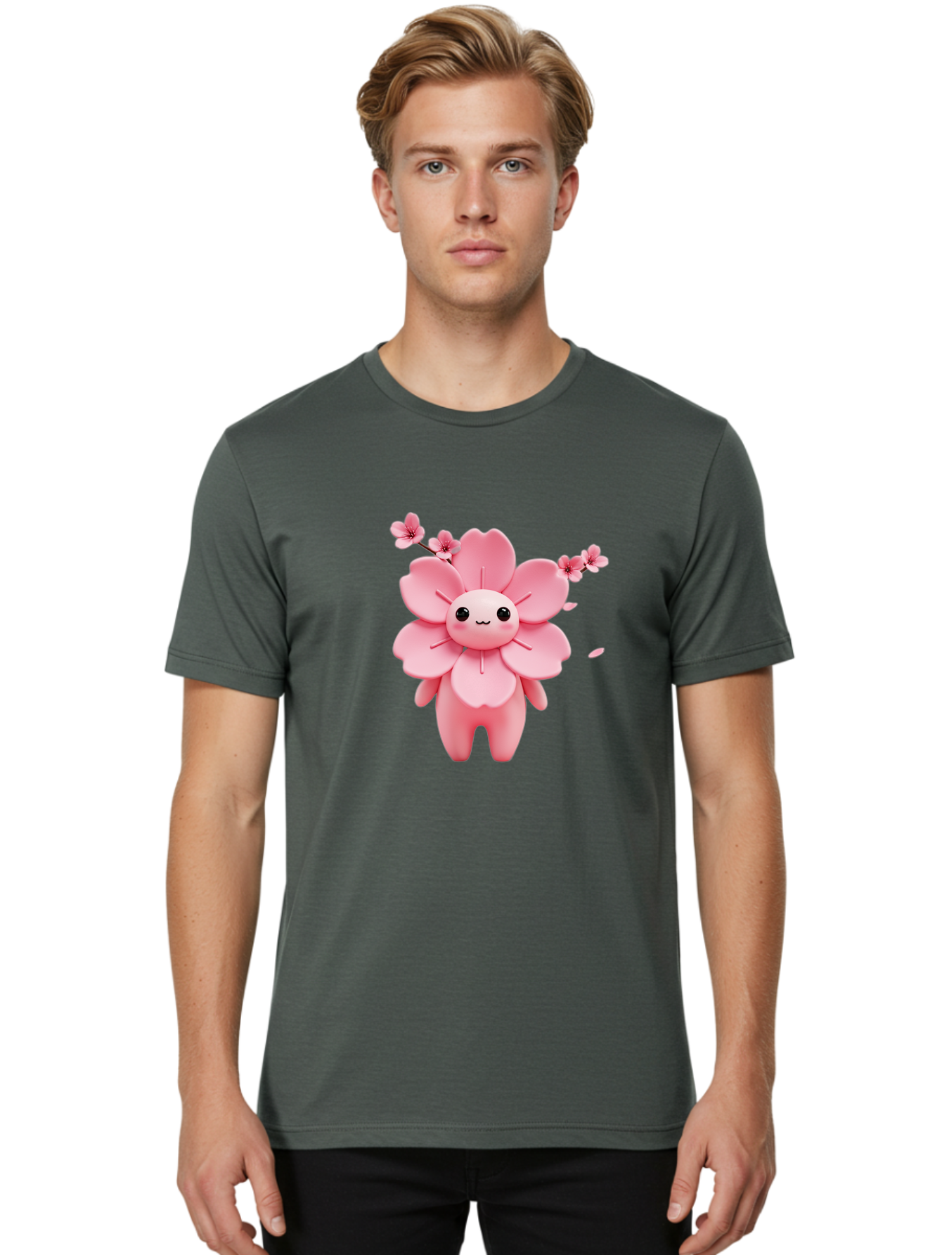 Pink-Flower-Character Men'S Graphic Tee, 100% Cotton, Comfortable Casual Summer Wear, Machine Washable, Vintage Camera, Old Camera, Antique Camera, Black Camera, Classic Photography, Photography Equipment, Nostalgic Device, Film Camera, Ban130