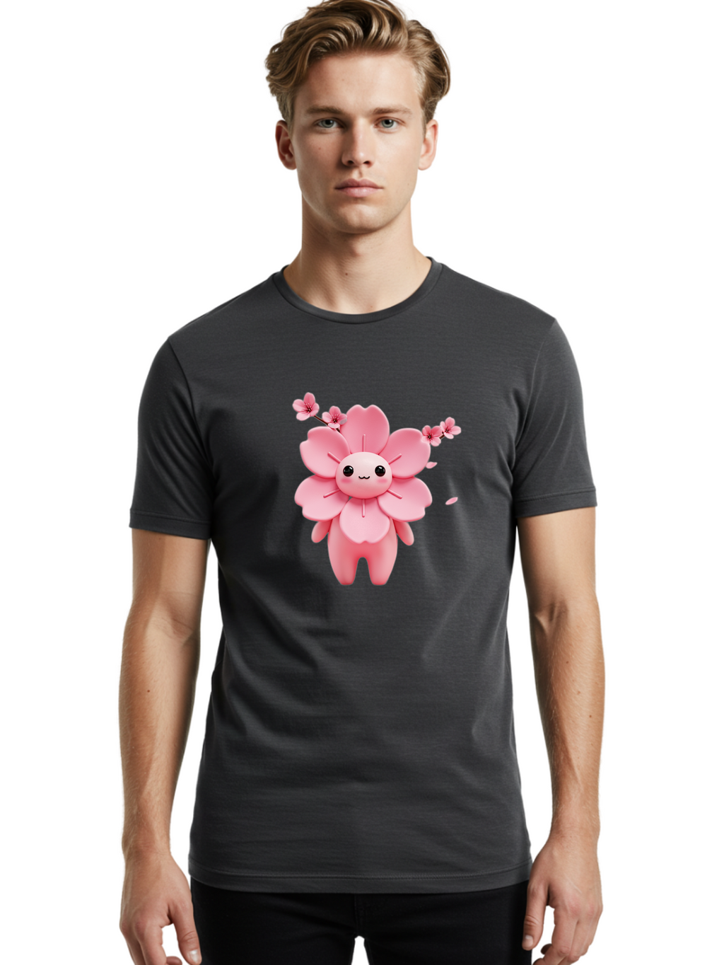 Pink-Flower-Character Men'S Graphic Tee, 100% Cotton, Comfortable Casual Summer Wear, Machine Washable, Vintage Camera, Old Camera, Antique Camera, Black Camera, Classic Photography, Photography Equipment, Nostalgic Device, Film Camera, Ban130
