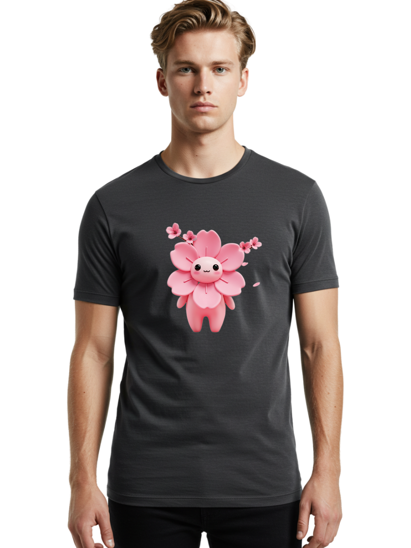 Pink-Flower-Character Men'S Graphic Tee, 100% Cotton, Comfortable Casual Summer Wear, Machine Washable, Vintage Camera, Old Camera, Antique Camera, Black Camera, Classic Photography, Photography Equipment, Nostalgic Device, Film Camera, Ban130