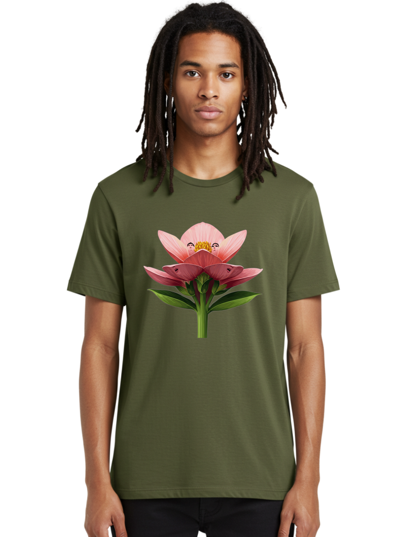Pink-Flower-With-Faces Men'S Graphic Tee, 100% Cotton, Comfortable Casual Summer Wear, Machine Washable, Vintage Camera, Old Camera, Antique Camera, Black Camera, Classic Photography, Photography Equipment, Nostalgic Device, Film Camera, Ban131