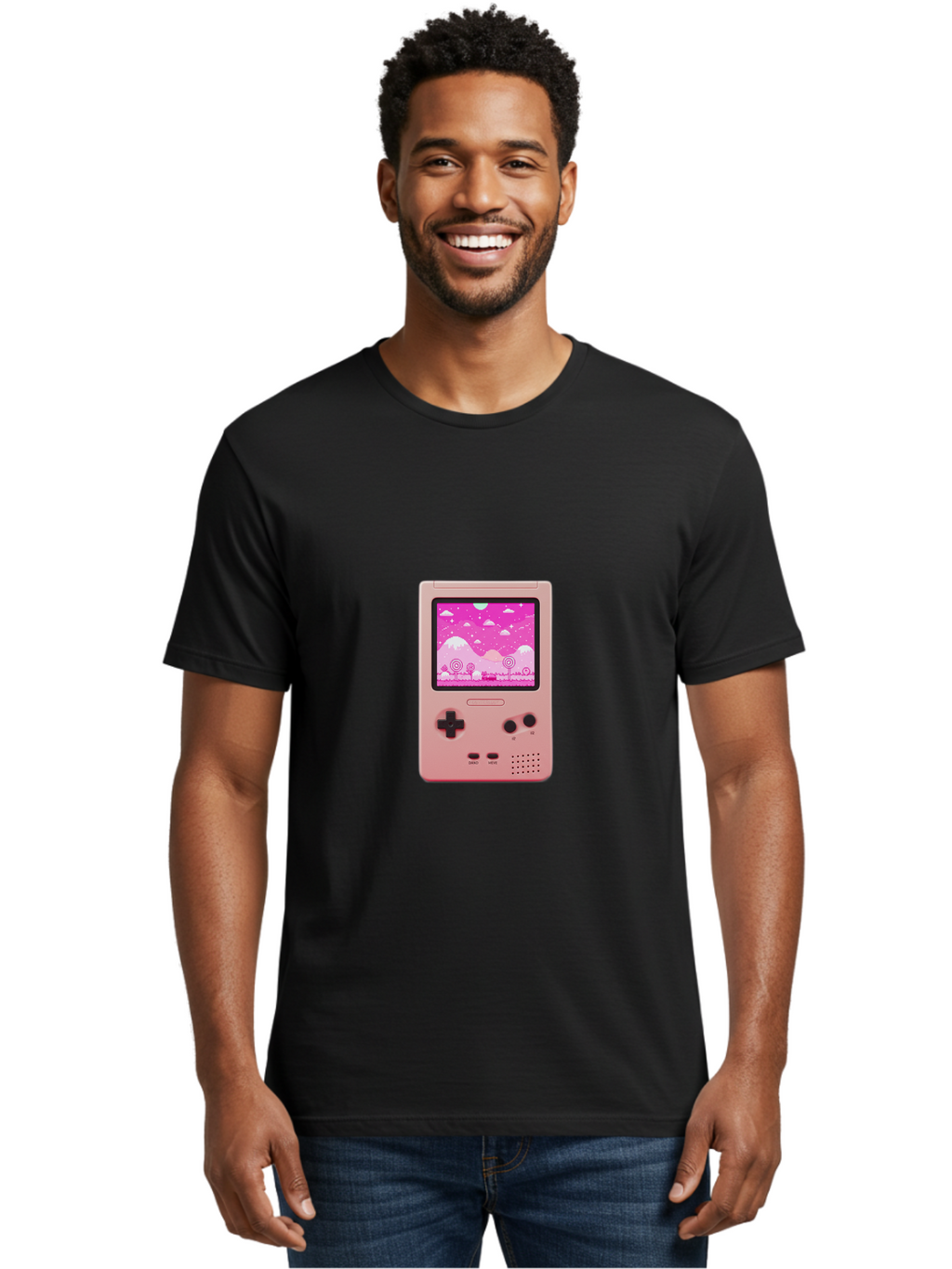 Pink-Game-Console Men'S Graphic Tee, 100% Cotton, Comfortable Casual Summer Wear, Machine Washable, Vintage Camera, Old Camera, Antique Camera, Black Camera, Classic Photography, Photography Equipment, Nostalgic Device, Film Camera, Camera Art Ban132