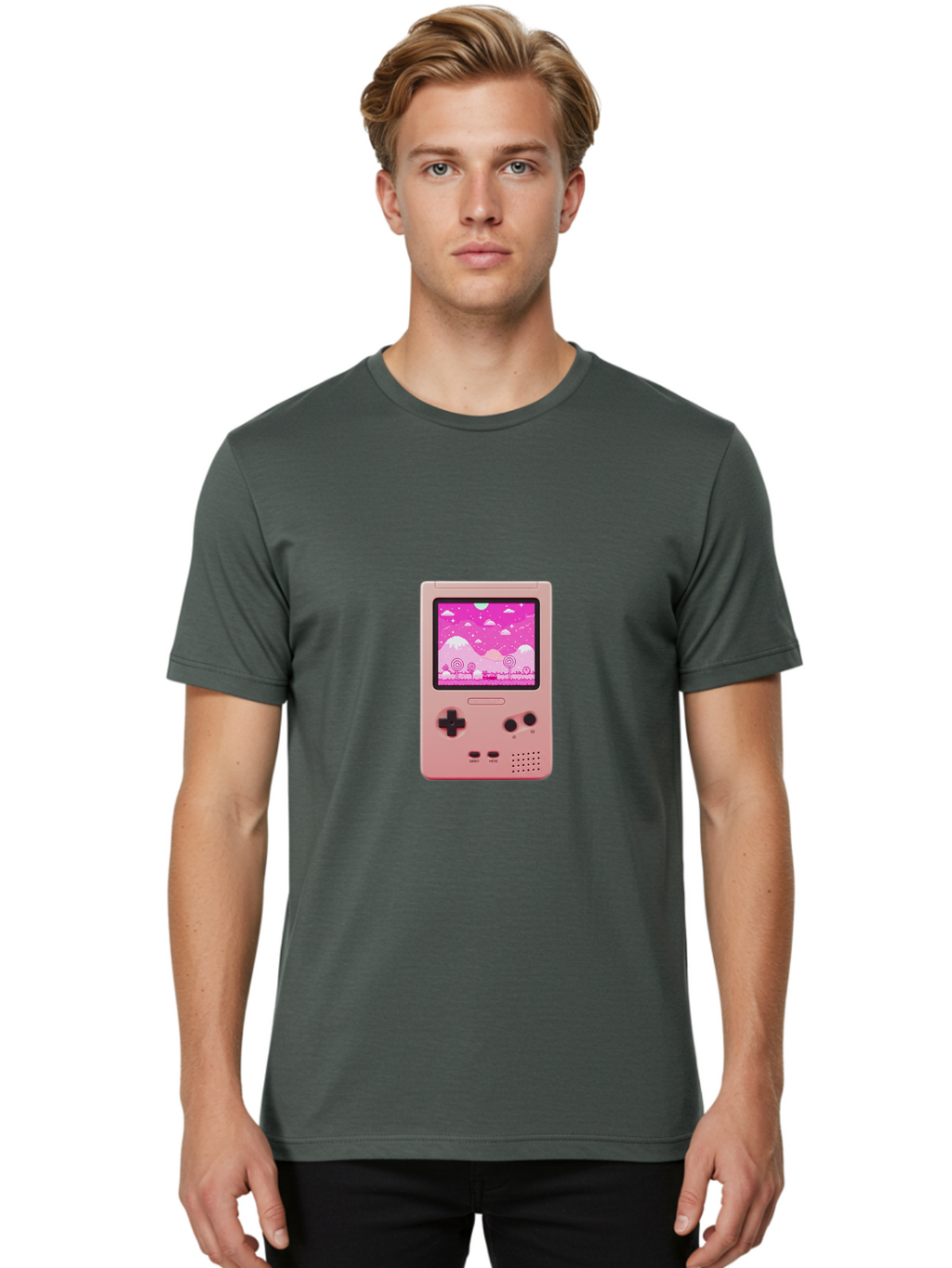 Pink-Game-Console Men'S Graphic Tee, 100% Cotton, Comfortable Casual Summer Wear, Machine Washable, Vintage Camera, Old Camera, Antique Camera, Black Camera, Classic Photography, Photography Equipment, Nostalgic Device, Film Camera, Camera Art Ban132