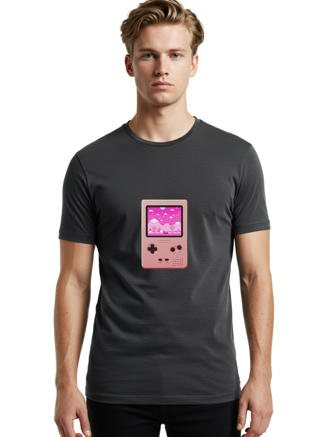 Pink-Game-Console Men'S Graphic Tee, 100% Cotton, Comfortable Casual Summer Wear, Machine Washable, Vintage Camera, Old Camera, Antique Camera, Black Camera, Classic Photography, Photography Equipment, Nostalgic Device, Film Camera, Camera Art Ban132