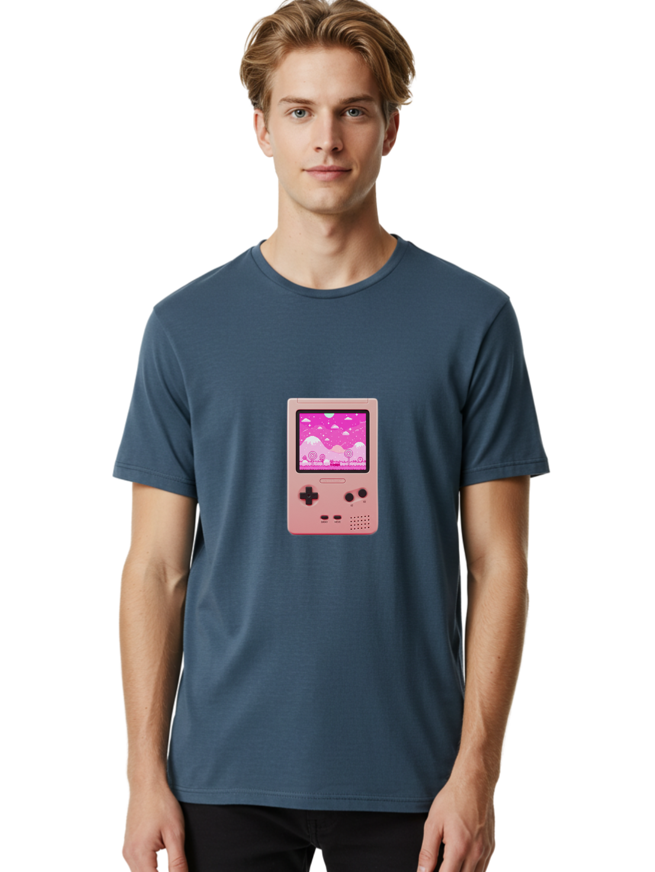 Pink-Game-Console Men'S Graphic Tee, 100% Cotton, Comfortable Casual Summer Wear, Machine Washable, Vintage Camera, Old Camera, Antique Camera, Black Camera, Classic Photography, Photography Equipment, Nostalgic Device, Film Camera, Camera Art Ban132