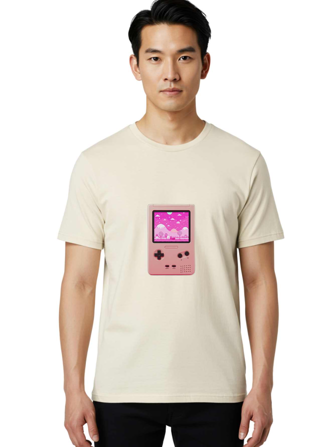 Pink-Game-Console Men'S Graphic Tee, 100% Cotton, Comfortable Casual Summer Wear, Machine Washable, Vintage Camera, Old Camera, Antique Camera, Black Camera, Classic Photography, Photography Equipment, Nostalgic Device, Film Camera, Camera Art Ban132
