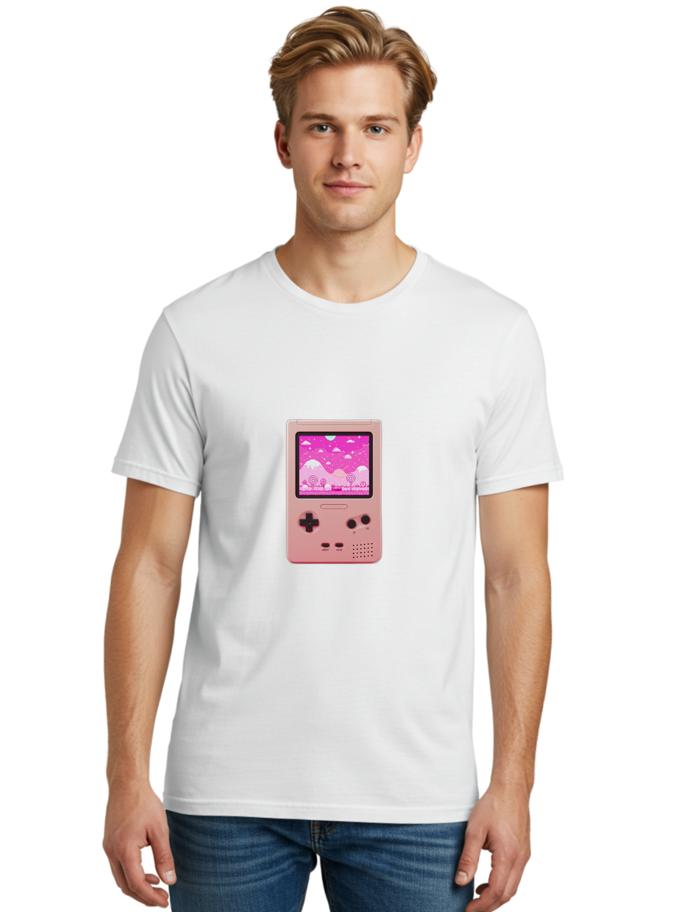 Pink-Game-Console Men'S Graphic Tee, 100% Cotton, Comfortable Casual Summer Wear, Machine Washable, Vintage Camera, Old Camera, Antique Camera, Black Camera, Classic Photography, Photography Equipment, Nostalgic Device, Film Camera, Camera Art Ban132
