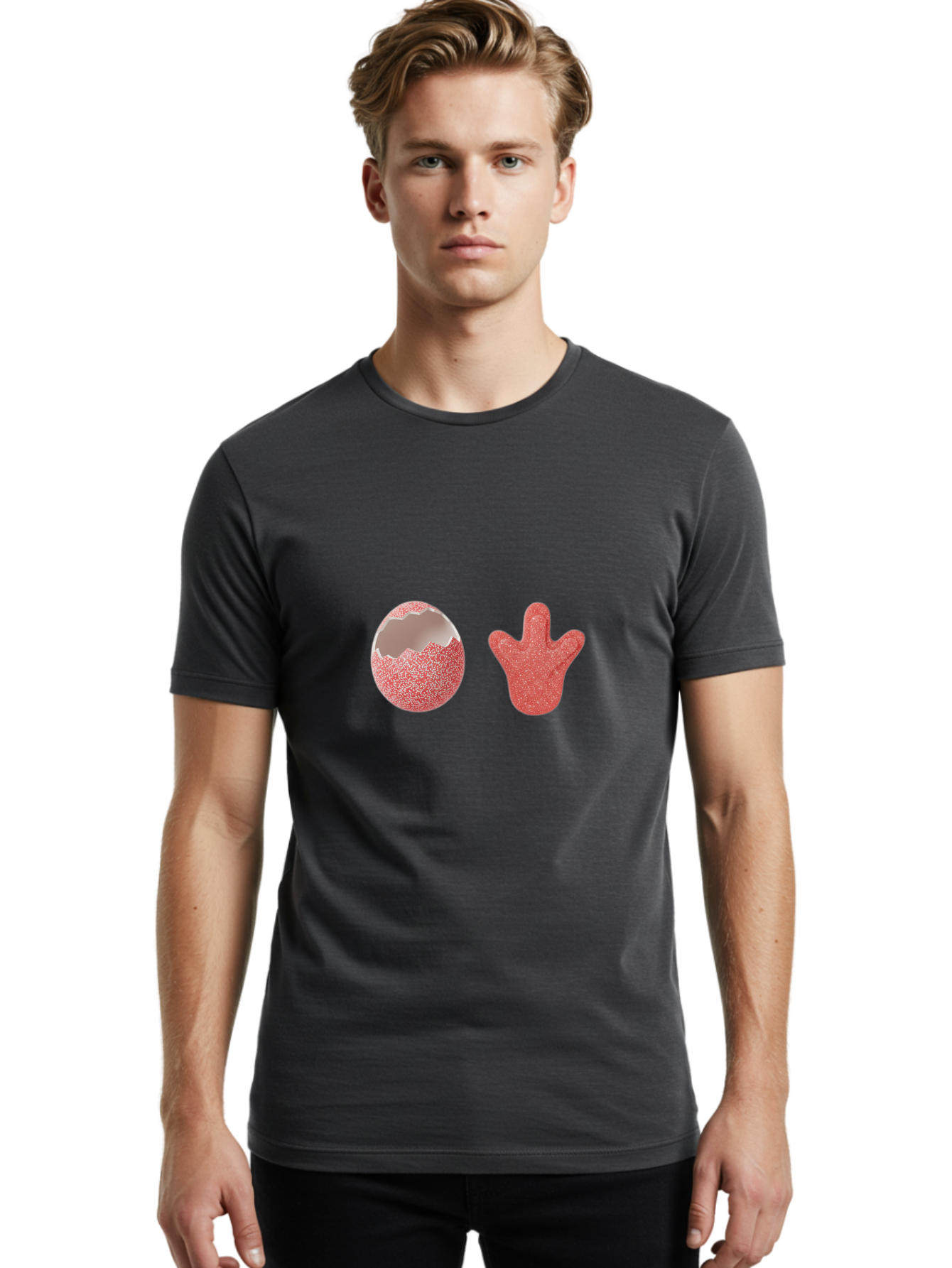 Pink-Hand-Gummy-Candy-And-Egg Men'S Graphic Tee, 100% Cotton, Comfortable Casual Summer Wear, Machine Washable, Vintage Camera, Old Camera, Antique Camera, Black Camera, Classic Photography, Photography Equipment, Nostalgic Device, Ban133