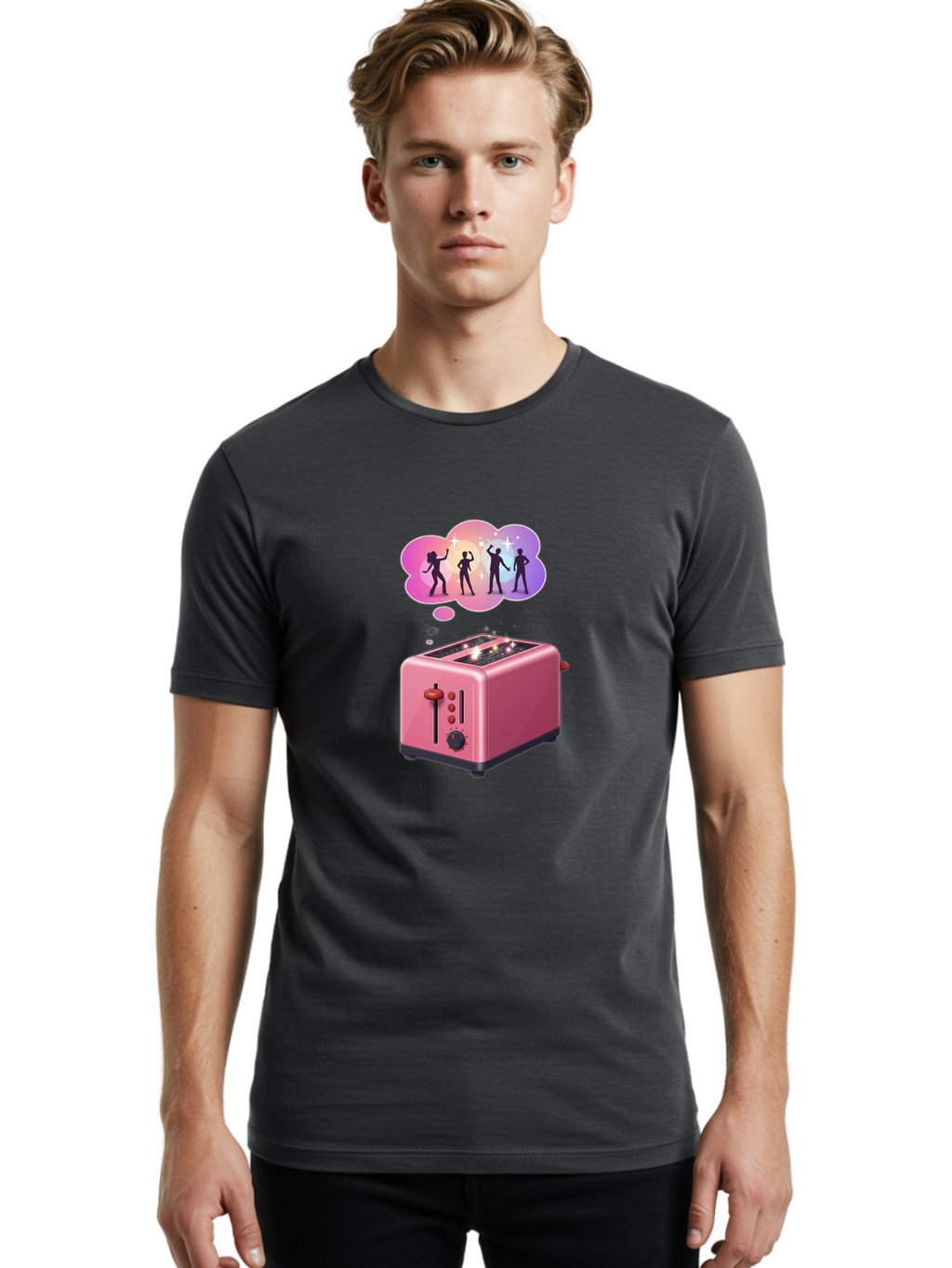 Pink-Toaster Men'S Graphic Tee, 100% Cotton, Comfortable Casual Summer Wear, Machine Washable, Vintage Camera, Old Camera, Antique Camera, Black Camera, Classic Photography, Photography Equipment, Nostalgic Device, Film Camera, Camera Art Ban138