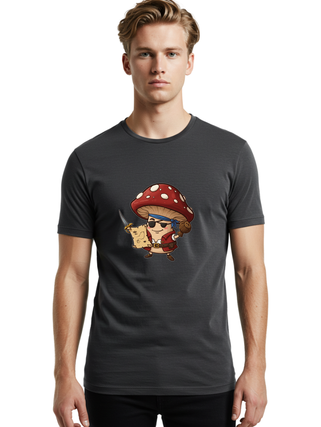 Pirate-Mushroom-2 Men'S Graphic Tee, 100% Cotton, Comfortable Casual Summer Wear, Machine Washable, Vintage Camera, Old Camera, Antique Camera, Black Camera, Classic Photography, Photography Equipment, Nostalgic Device, Film Camera, Camera Art Ban140