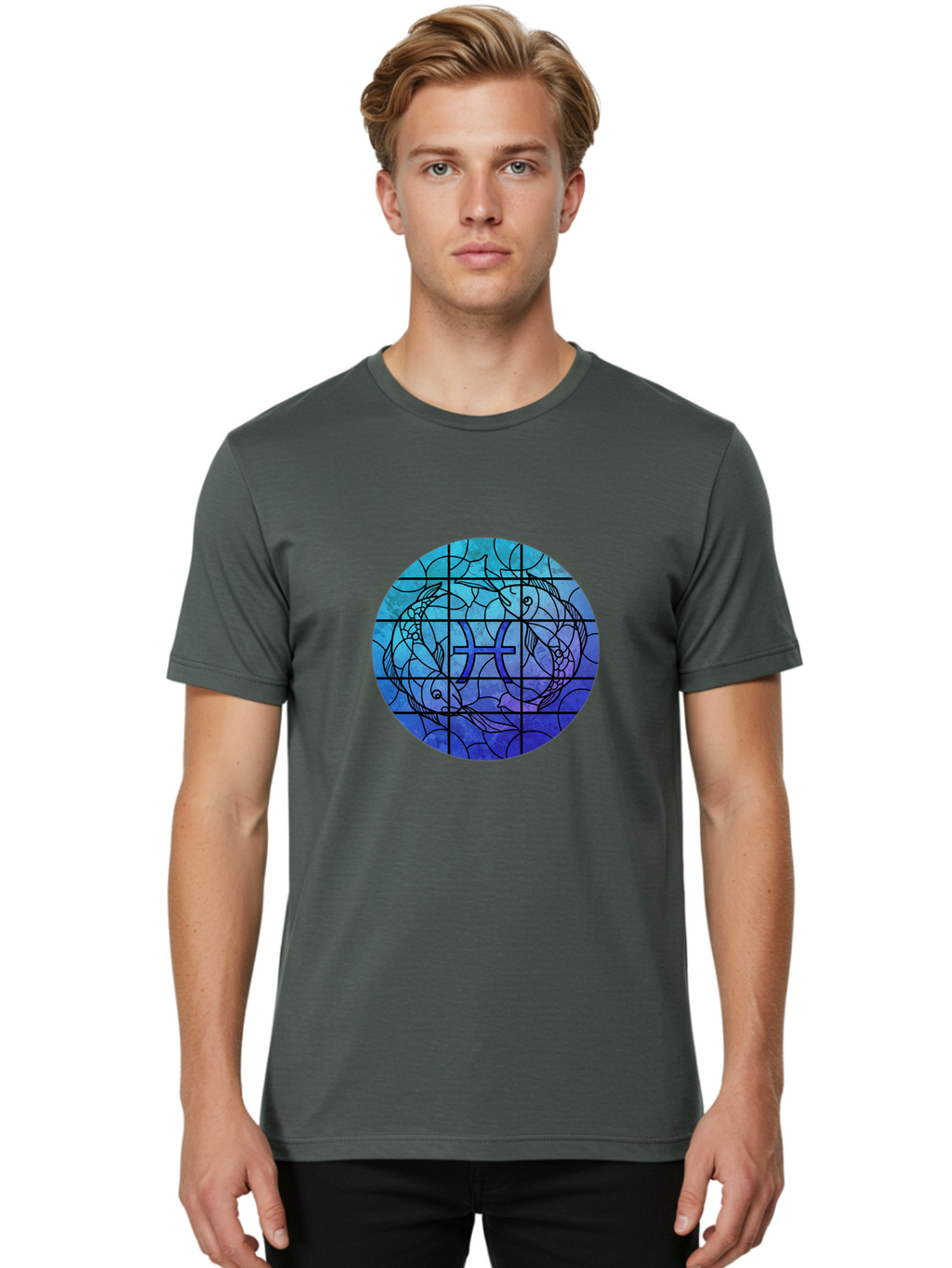 Pisces-Symbol-Stained-Glass Men'S Graphic Tee, 100% Cotton, Comfortable Casual Summer Wear, Machine Washable, Vintage Camera, Old Camera, Antique Camera, Black Camera, Classic Photography, Photography Equipment, Nostalgic Device, Film Camera, Ban153