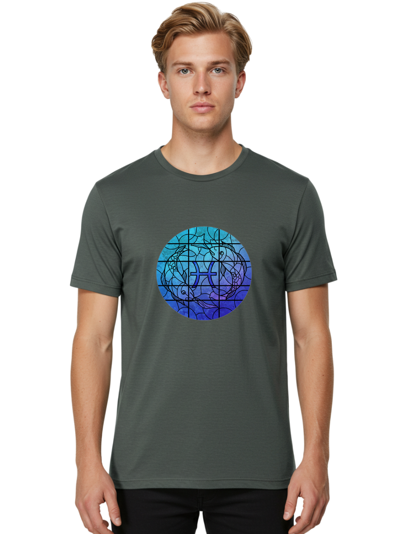 Pisces-Symbol-Stained-Glass Men'S Graphic Tee, 100% Cotton, Comfortable Casual Summer Wear, Machine Washable, Vintage Camera, Old Camera, Antique Camera, Black Camera, Classic Photography, Photography Equipment, Nostalgic Device, Film Camera, Ban153