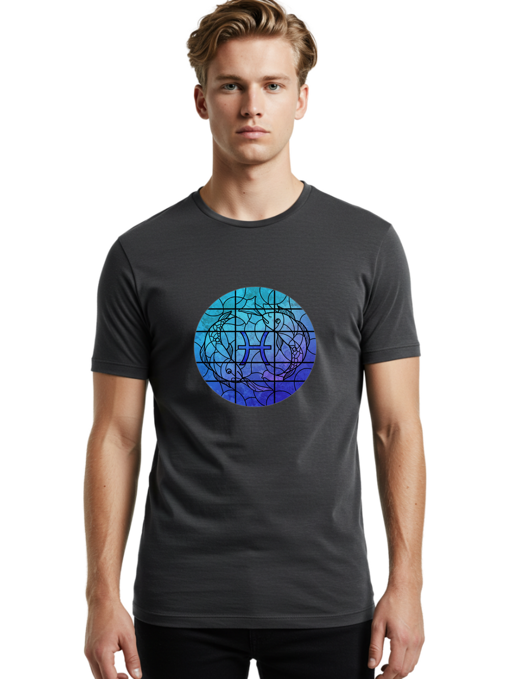 Pisces-Symbol-Stained-Glass Men'S Graphic Tee, 100% Cotton, Comfortable Casual Summer Wear, Machine Washable, Vintage Camera, Old Camera, Antique Camera, Black Camera, Classic Photography, Photography Equipment, Nostalgic Device, Film Camera, Ban153
