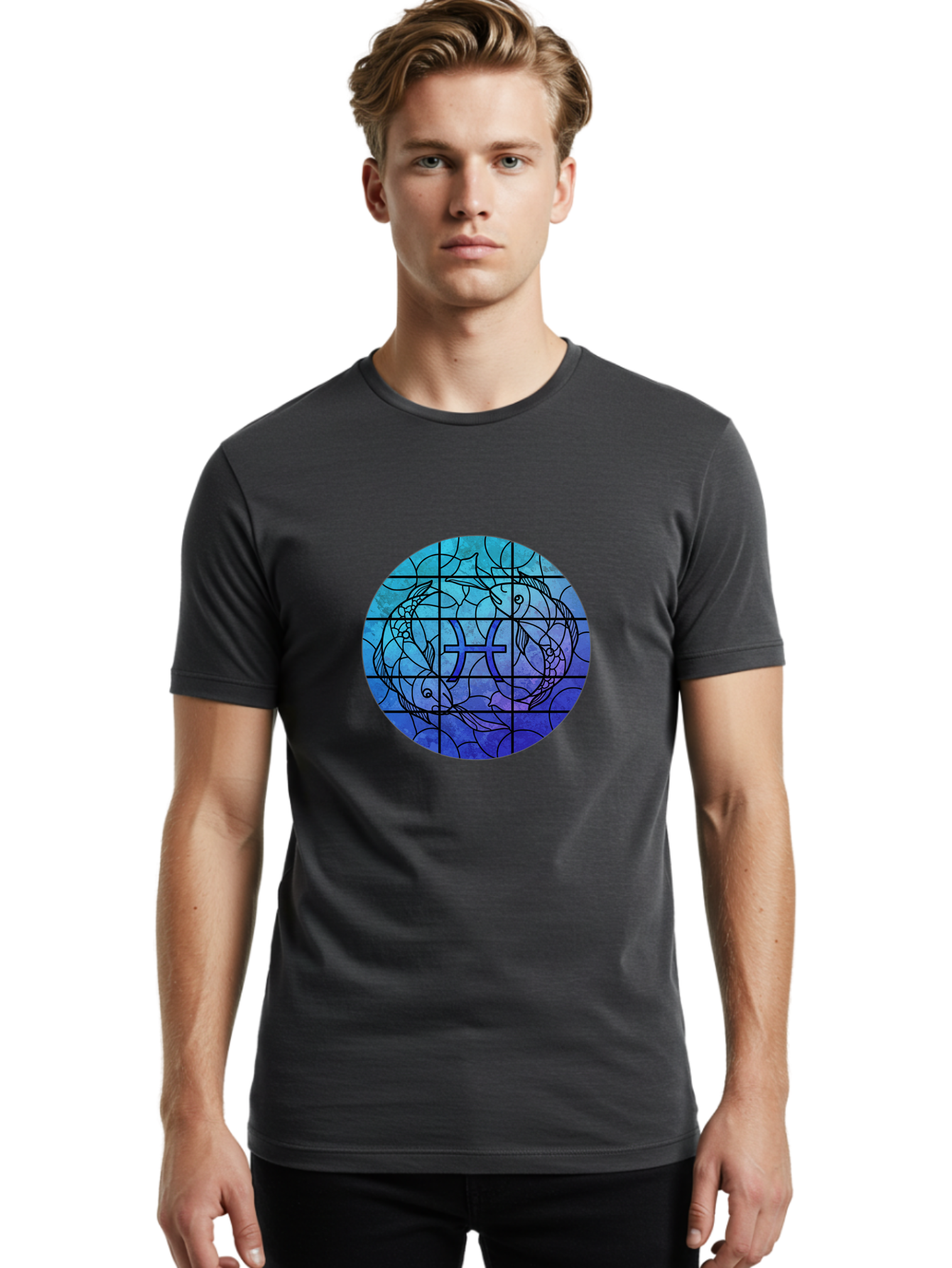 Pisces-Symbol-Stained-Glass Men'S Graphic Tee, 100% Cotton, Comfortable Casual Summer Wear, Machine Washable, Vintage Camera, Old Camera, Antique Camera, Black Camera, Classic Photography, Photography Equipment, Nostalgic Device, Film Camera, Ban153
