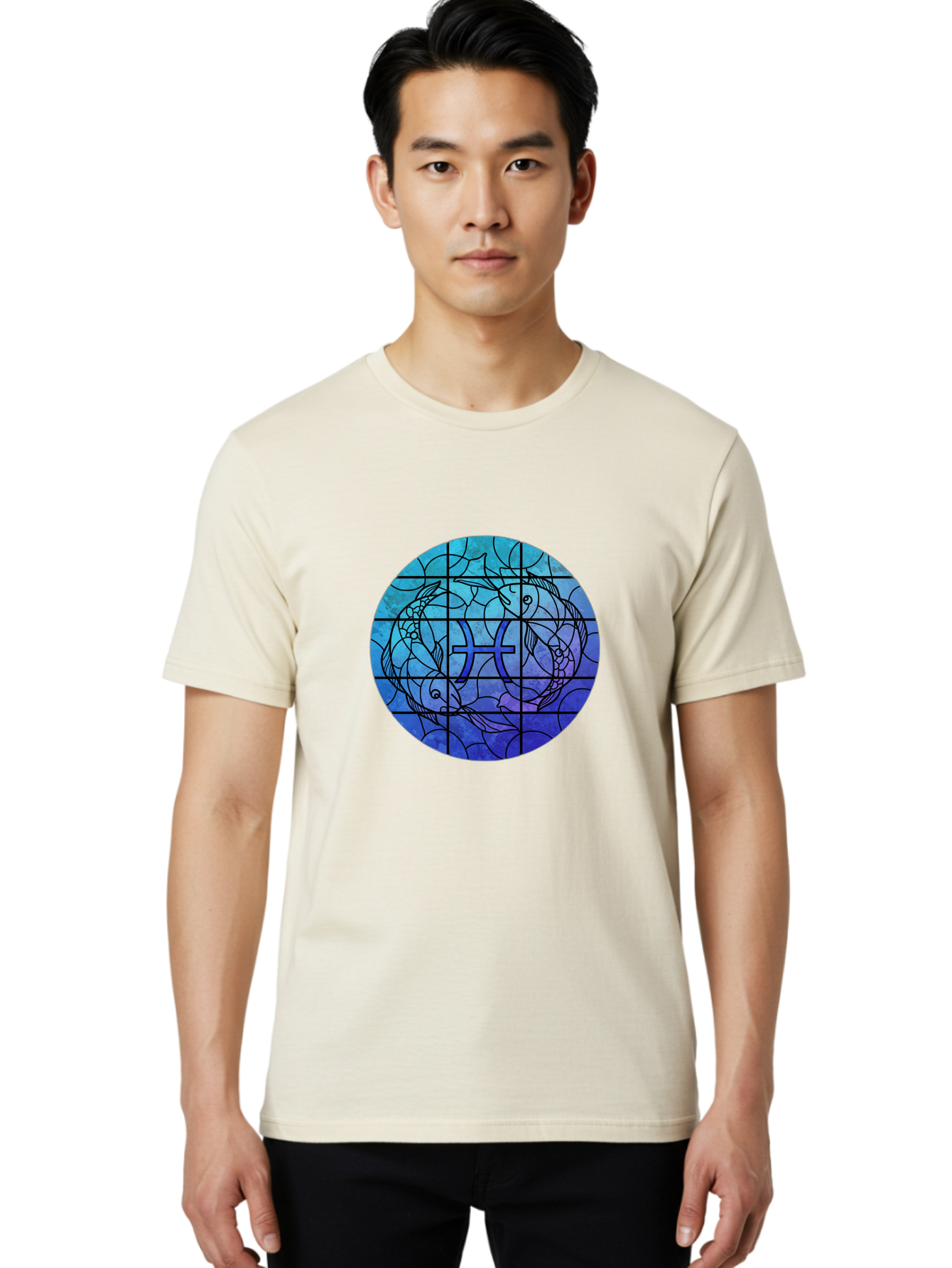 Pisces-Symbol-Stained-Glass Men'S Graphic Tee, 100% Cotton, Comfortable Casual Summer Wear, Machine Washable, Vintage Camera, Old Camera, Antique Camera, Black Camera, Classic Photography, Photography Equipment, Nostalgic Device, Film Camera, Ban153