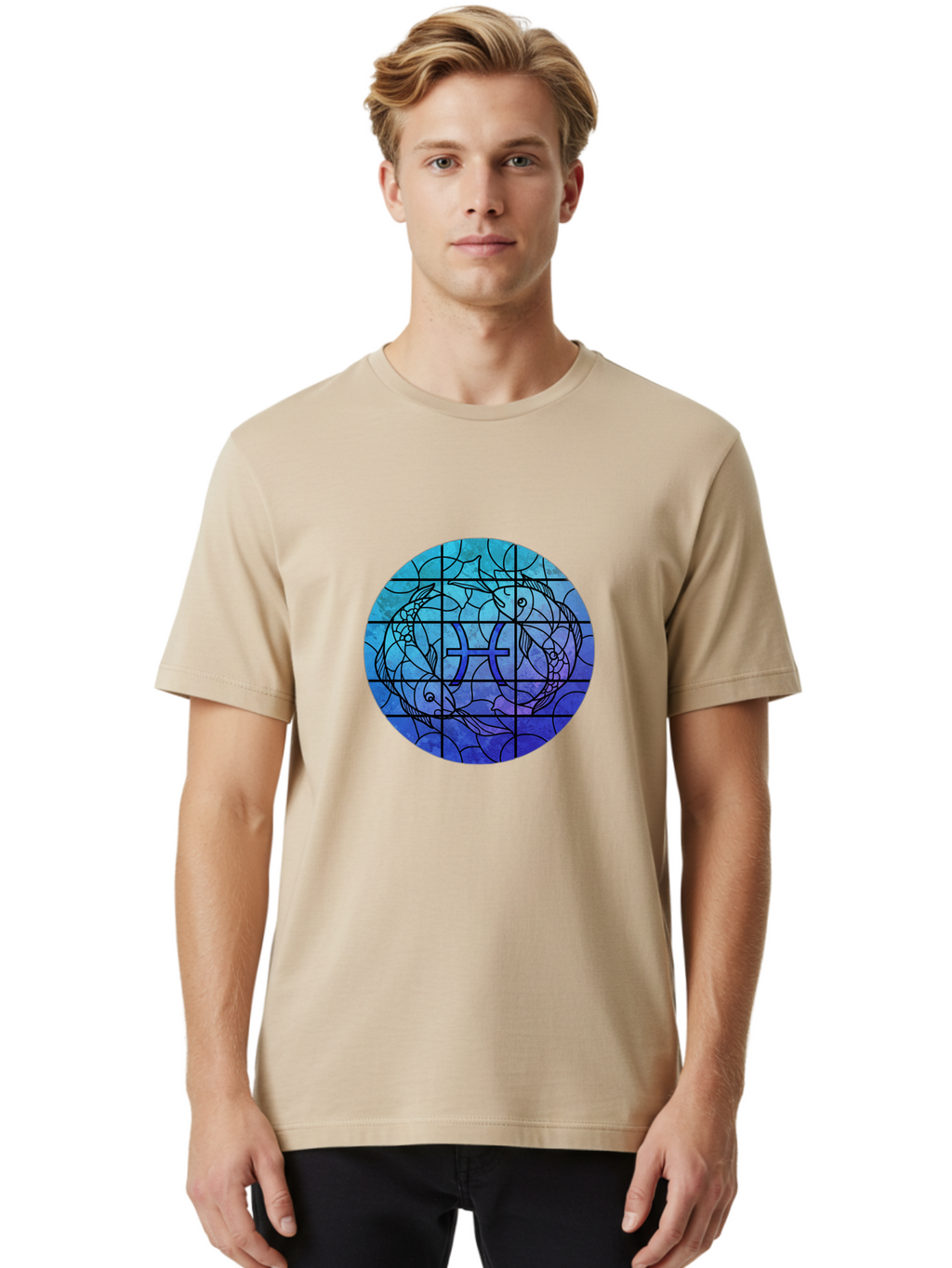 Pisces-Symbol-Stained-Glass Men'S Graphic Tee, 100% Cotton, Comfortable Casual Summer Wear, Machine Washable, Vintage Camera, Old Camera, Antique Camera, Black Camera, Classic Photography, Photography Equipment, Nostalgic Device, Film Camera, Ban153
