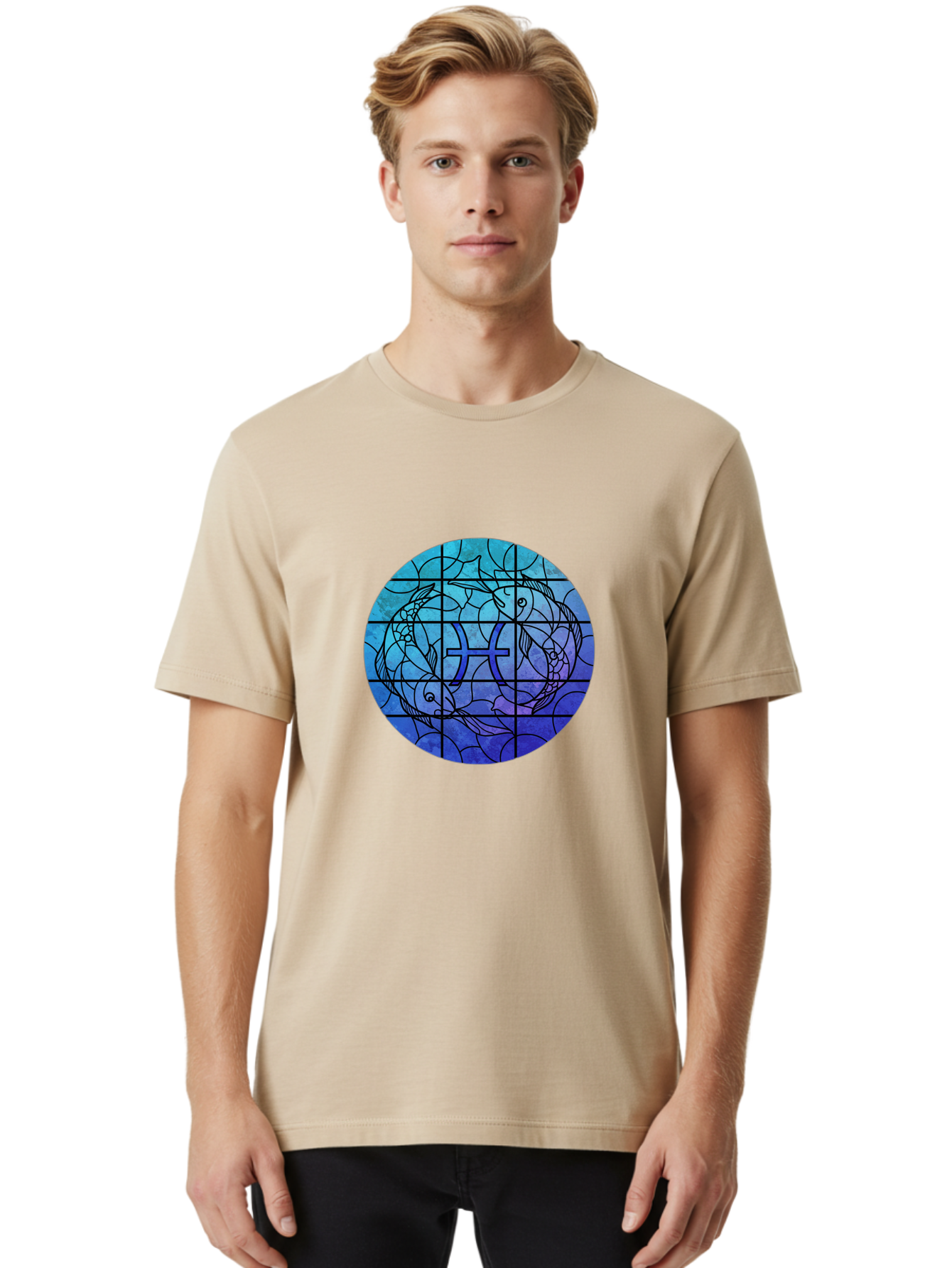 Pisces-Symbol-Stained-Glass Men'S Graphic Tee, 100% Cotton, Comfortable Casual Summer Wear, Machine Washable, Vintage Camera, Old Camera, Antique Camera, Black Camera, Classic Photography, Photography Equipment, Nostalgic Device, Film Camera, Ban153