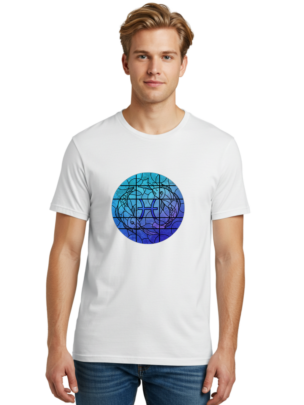 Pisces-Symbol-Stained-Glass Men'S Graphic Tee, 100% Cotton, Comfortable Casual Summer Wear, Machine Washable, Vintage Camera, Old Camera, Antique Camera, Black Camera, Classic Photography, Photography Equipment, Nostalgic Device, Film Camera, Ban153