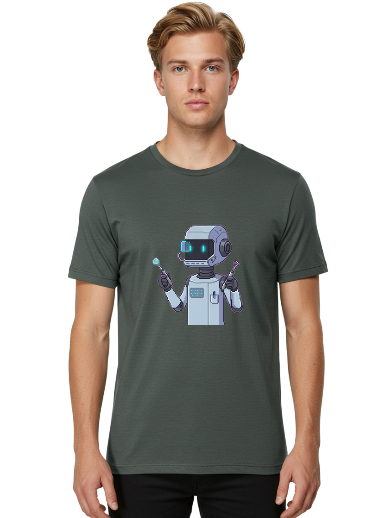 Pixel-Robot Men'S Graphic Tee, 100% Cotton, Comfortable Casual Summer Wear, Machine Washable, Vintage Camera, Old Camera, Antique Camera, Black Camera, Classic Photography, Photography Equipment, Nostalgic Device, Film Camera, Camera Art Ban164
