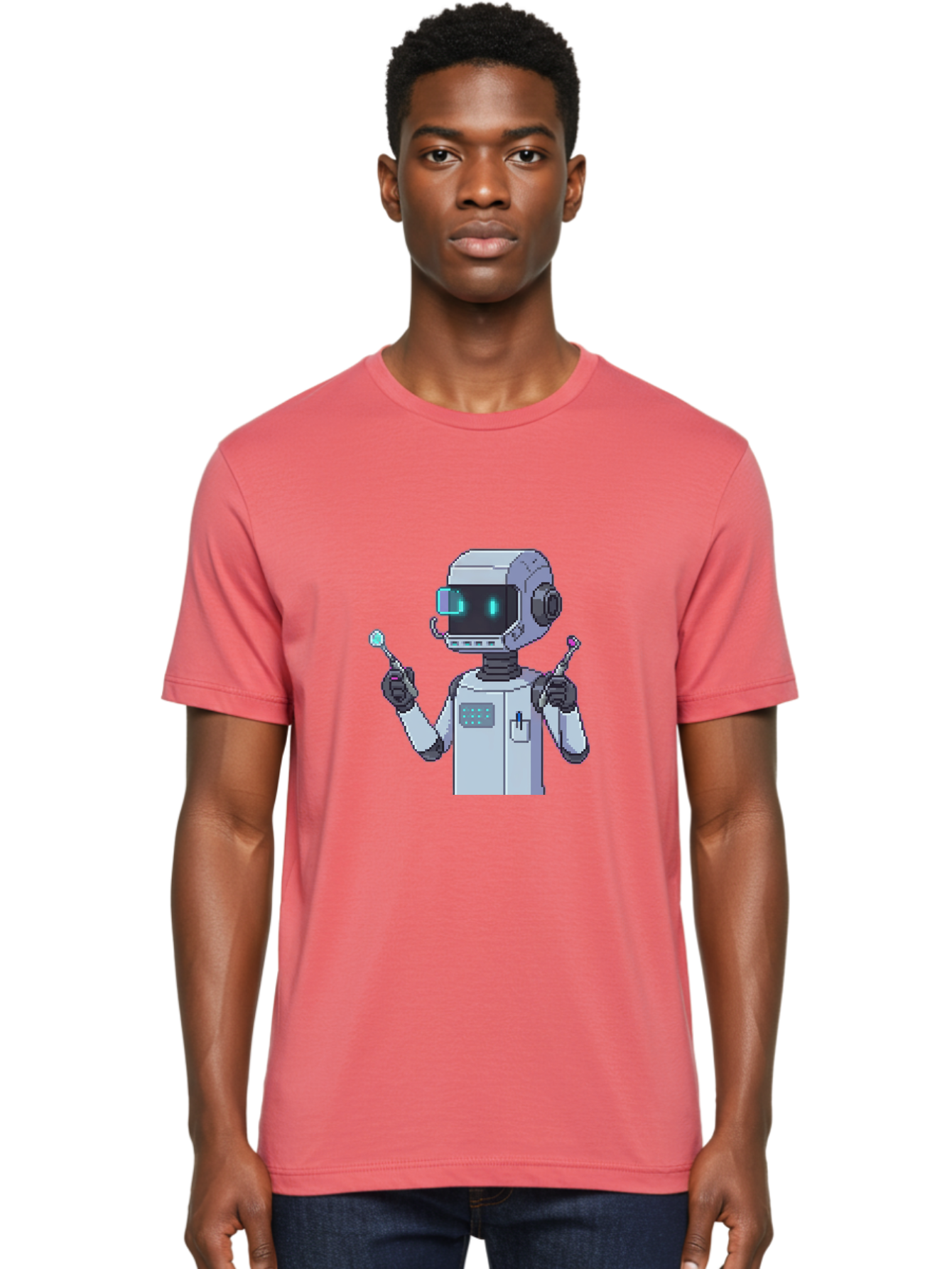 Pixel-Robot Men'S Graphic Tee, 100% Cotton, Comfortable Casual Summer Wear, Machine Washable, Vintage Camera, Old Camera, Antique Camera, Black Camera, Classic Photography, Photography Equipment, Nostalgic Device, Film Camera, Camera Art Ban164