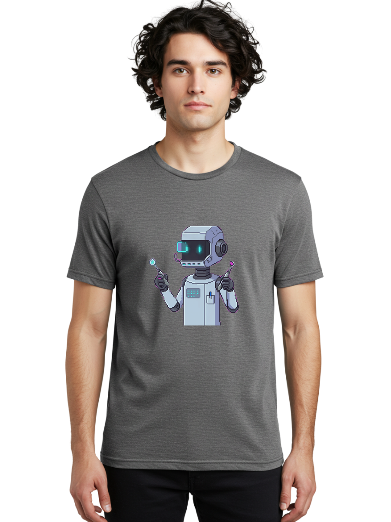 Pixel-Robot Men'S Graphic Tee, 100% Cotton, Comfortable Casual Summer Wear, Machine Washable, Vintage Camera, Old Camera, Antique Camera, Black Camera, Classic Photography, Photography Equipment, Nostalgic Device, Film Camera, Camera Art Ban164
