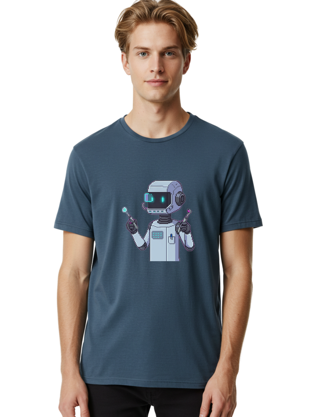 Pixel-Robot Men'S Graphic Tee, 100% Cotton, Comfortable Casual Summer Wear, Machine Washable, Vintage Camera, Old Camera, Antique Camera, Black Camera, Classic Photography, Photography Equipment, Nostalgic Device, Film Camera, Camera Art Ban164