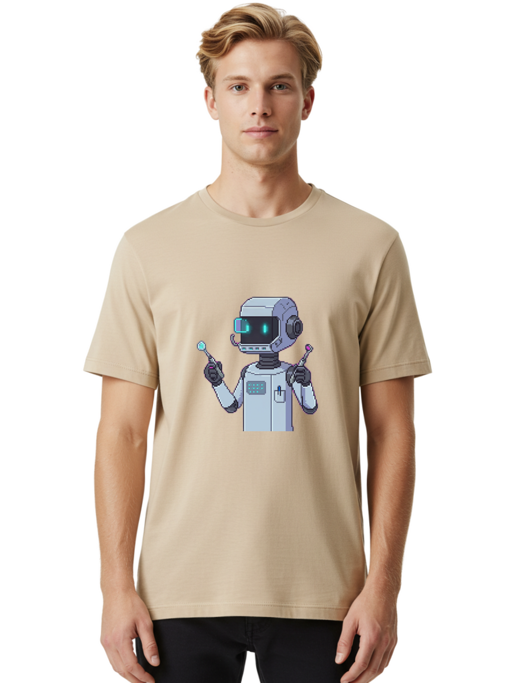 Pixel-Robot Men'S Graphic Tee, 100% Cotton, Comfortable Casual Summer Wear, Machine Washable, Vintage Camera, Old Camera, Antique Camera, Black Camera, Classic Photography, Photography Equipment, Nostalgic Device, Film Camera, Camera Art Ban164
