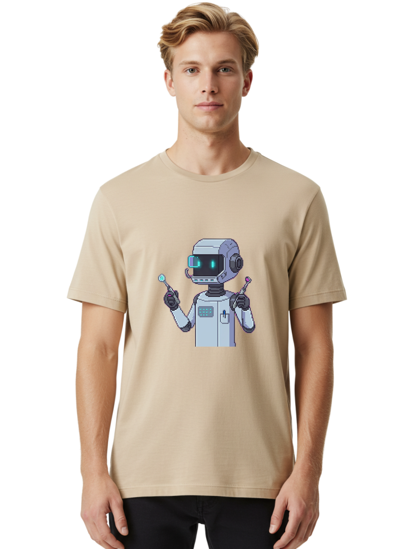 Pixel-Robot Men'S Graphic Tee, 100% Cotton, Comfortable Casual Summer Wear, Machine Washable, Vintage Camera, Old Camera, Antique Camera, Black Camera, Classic Photography, Photography Equipment, Nostalgic Device, Film Camera, Camera Art Ban164
