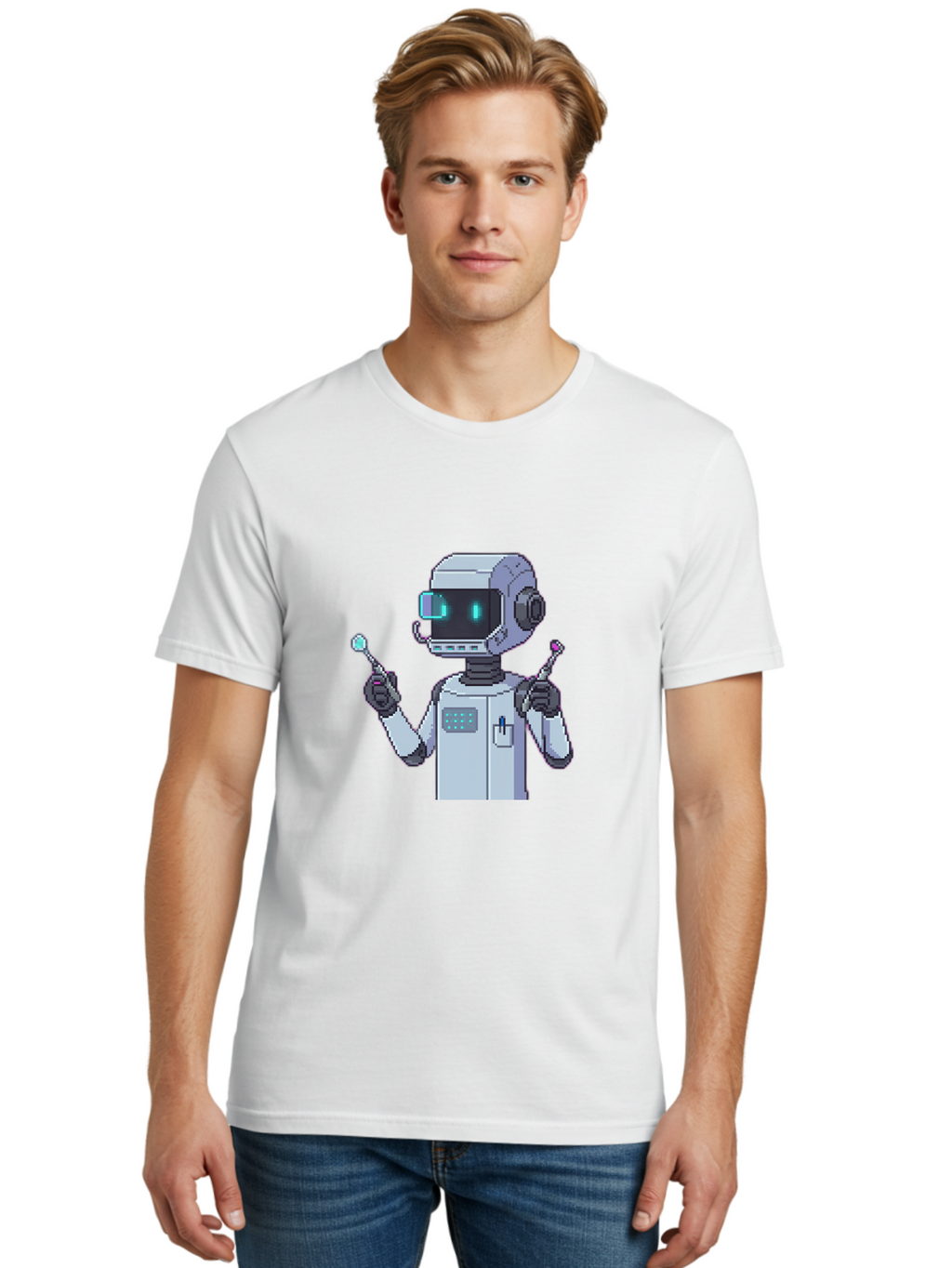 Pixel-Robot Men'S Graphic Tee, 100% Cotton, Comfortable Casual Summer Wear, Machine Washable, Vintage Camera, Old Camera, Antique Camera, Black Camera, Classic Photography, Photography Equipment, Nostalgic Device, Film Camera, Camera Art Ban164