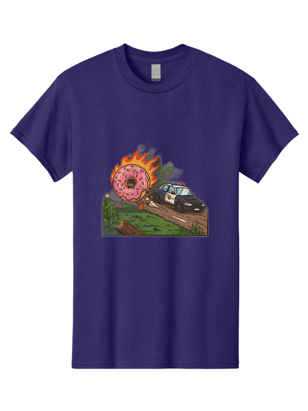 Police-Car-Donut-1 Men'S Graphic Tee, 100% Cotton, Comfortable Casual Summer Wear, Machine Washable, Vintage Camera, Old Camera, Antique Camera, Black Camera, Classic Photography, Photography Equipment, Nostalgic Device, Film Camera, Ban176