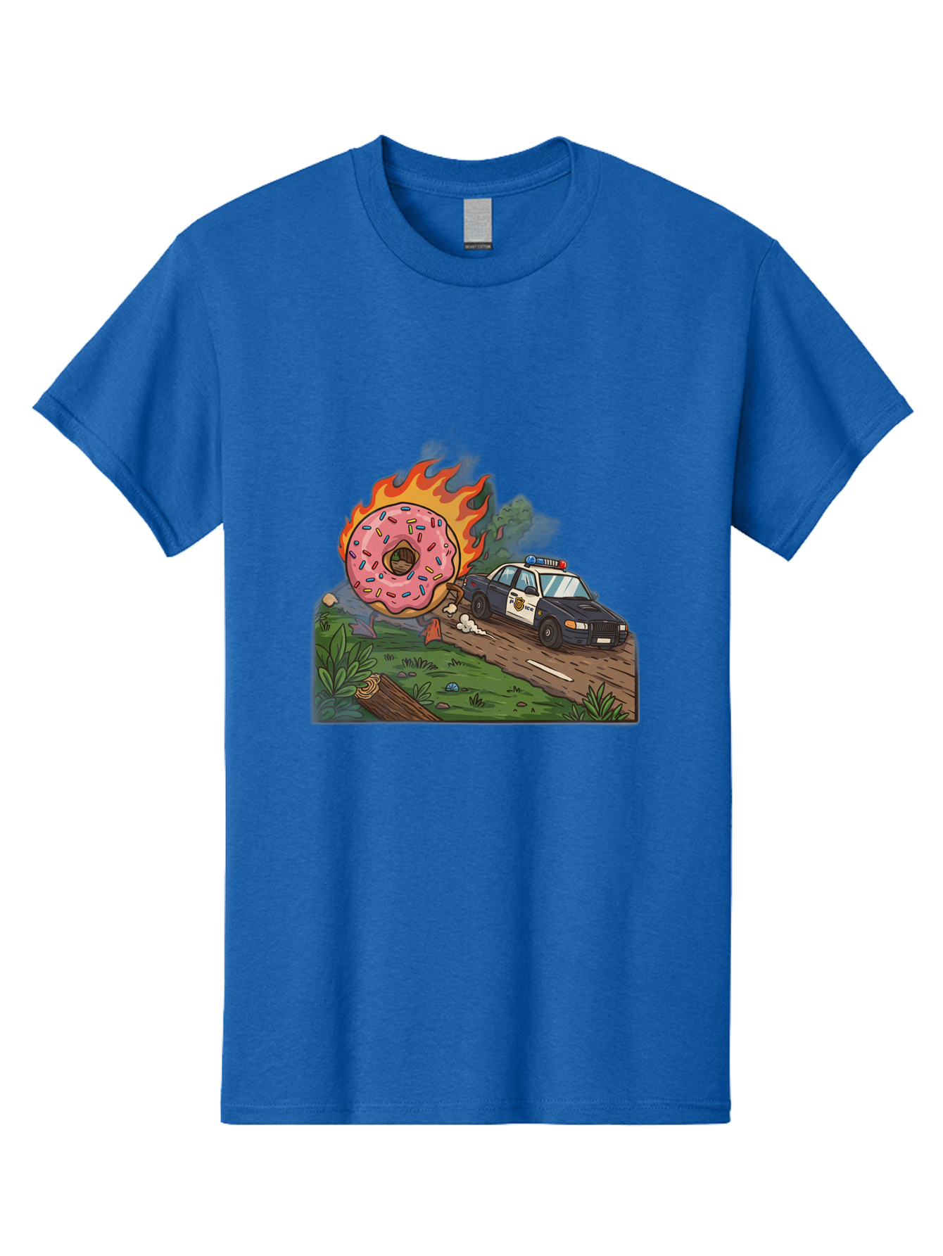 Police-Car-Donut-1 Men'S Graphic Tee, 100% Cotton, Comfortable Casual Summer Wear, Machine Washable, Vintage Camera, Old Camera, Antique Camera, Black Camera, Classic Photography, Photography Equipment, Nostalgic Device, Film Camera, Ban176