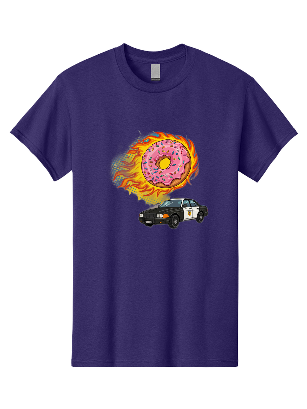 Police-Car-Donut Men'S Graphic Tee, 100% Cotton, Comfortable Casual Summer Wear, Machine Washable, Vintage Camera, Old Camera, Antique Camera, Black Camera, Classic Photography, Photography Equipment, Nostalgic Device, Film Camera, Camera Art Ban177