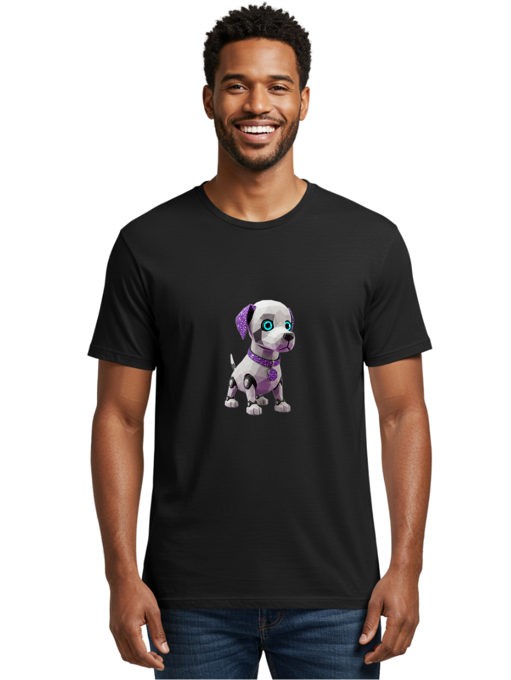 Polygonal-Dog Men'S Graphic Tee, 100% Cotton, Comfortable Casual Summer Wear, Machine Washable, Vintage Camera, Old Camera, Antique Camera, Black Camera, Classic Photography, Photography Equipment, Nostalgic Device, Film Camera, Camera Art Ban180