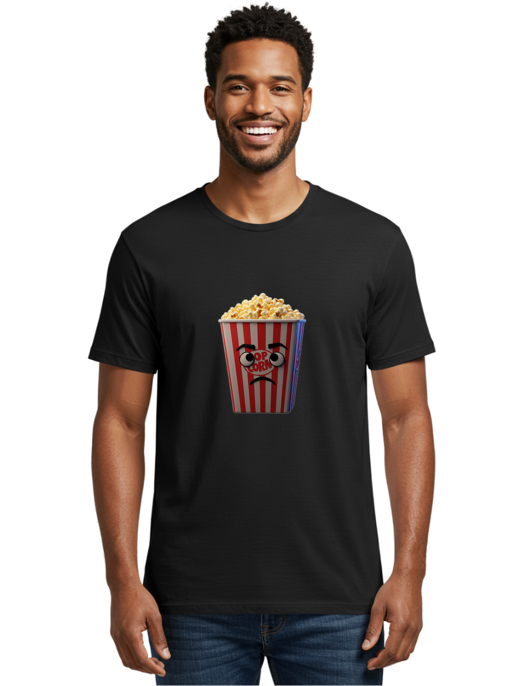 Pop-Corn-1 Men'S Graphic Tee, 100% Cotton, Comfortable Casual Summer Wear, Machine Washable, Vintage Camera, Old Camera, Antique Camera, Black Camera, Classic Photography, Photography Equipment, Nostalgic Device, Film Camera, Camera Art Ban183