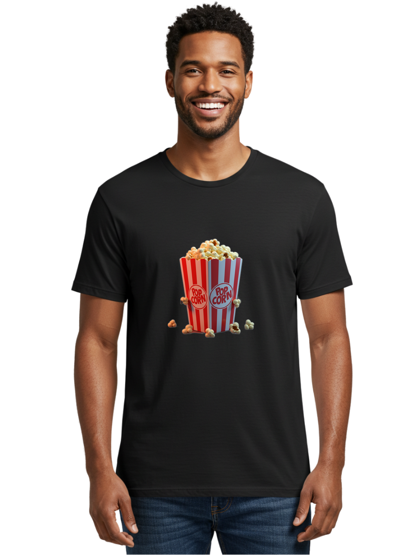 Pop-Corn-3 Men'S Graphic Tee, 100% Cotton, Comfortable Casual Summer Wear, Machine Washable, Vintage Camera, Old Camera, Antique Camera, Black Camera, Classic Photography, Photography Equipment, Nostalgic Device, Film Camera, Camera Art Ban185