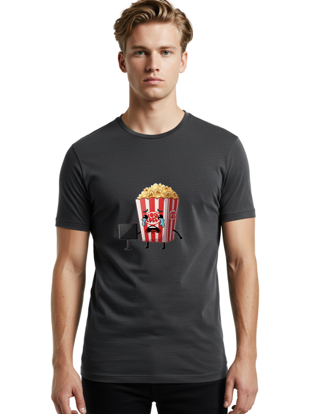 Pop-Corn-4 Men'S Graphic Tee, 100% Cotton, Comfortable Casual Summer Wear, Machine Washable, Vintage Camera, Old Camera, Antique Camera, Black Camera, Classic Photography, Photography Equipment, Nostalgic Device, Film Camera, Camera Art Ban186