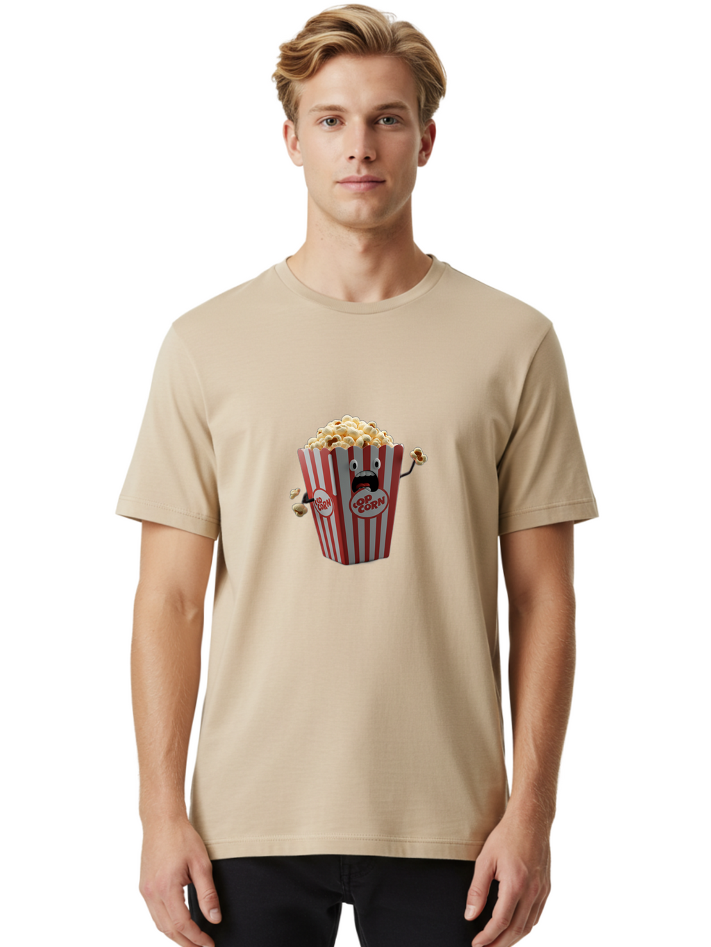 Pop-Corn Men'S Graphic Tee, 100% Cotton, Comfortable Casual Summer Wear, Machine Washable, Vintage Camera, Old Camera, Antique Camera, Black Camera, Classic Photography, Photography Equipment, Nostalgic Device, Film Camera, Camera Art Ban188