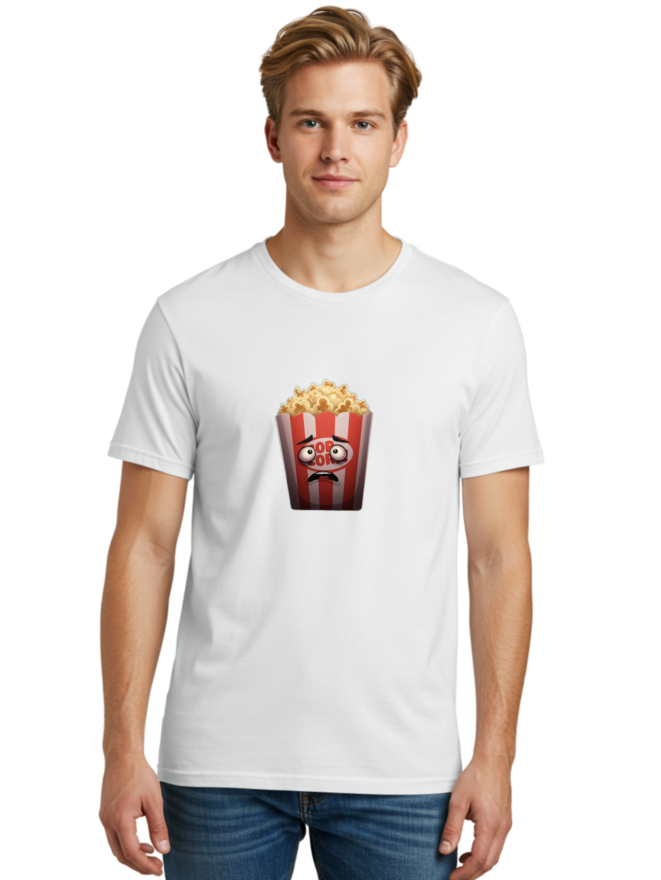 Popcorn-1 Men'S Graphic Tee, 100% Cotton, Comfortable Casual Summer Wear, Machine Washable, Vintage Camera, Old Camera, Antique Camera, Black Camera, Classic Photography, Photography Equipment, Nostalgic Device, Film Camera, Camera Art Ban189
