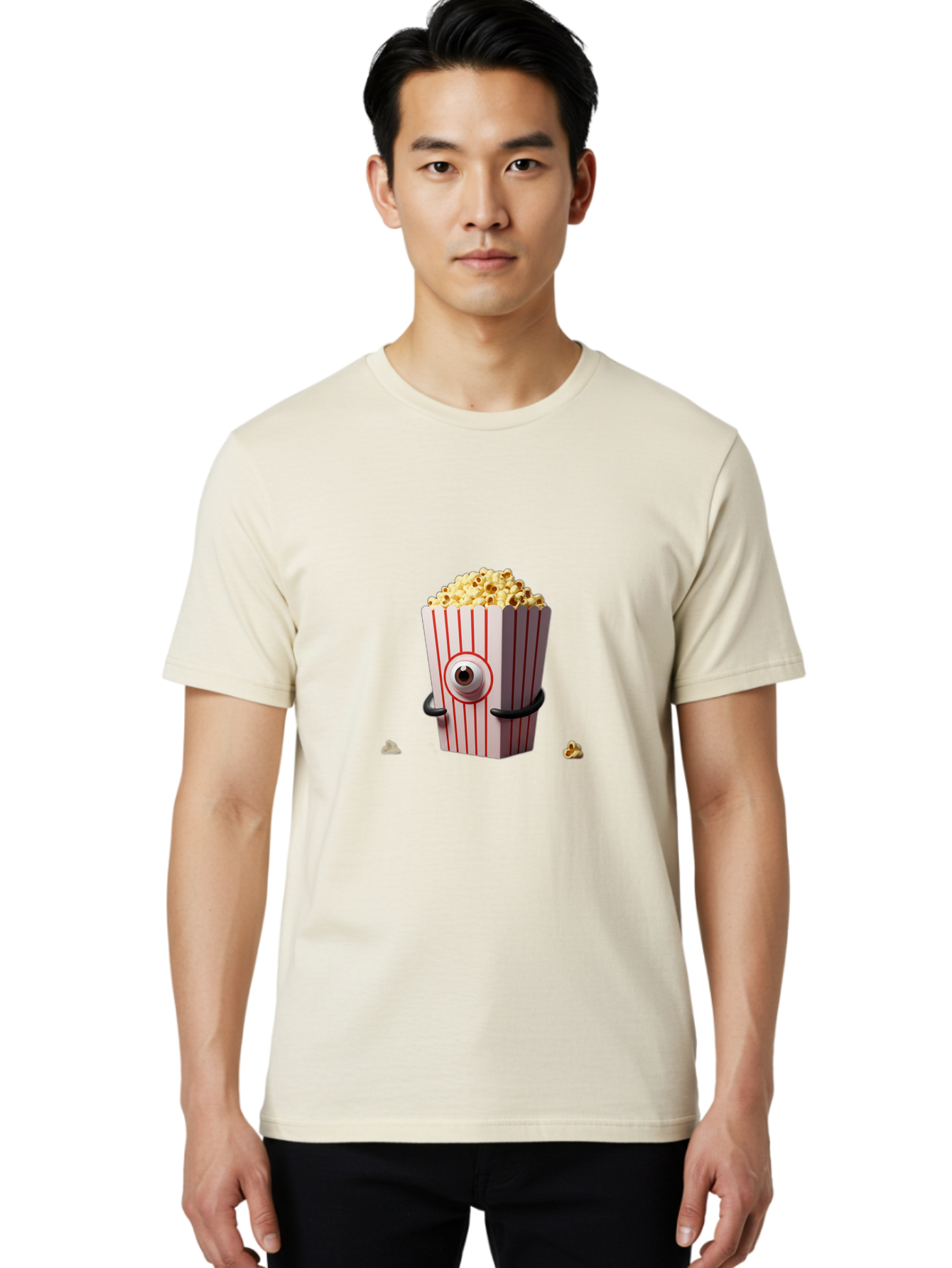 Popcorn-Bucket-1 Men'S Graphic Tee, 100% Cotton, Comfortable Casual Summer Wear, Machine Washable, Vintage Camera, Old Camera, Antique Camera, Black Camera, Classic Photography, Photography Equipment, Nostalgic Device, Film Camera, Camera Art Ban190