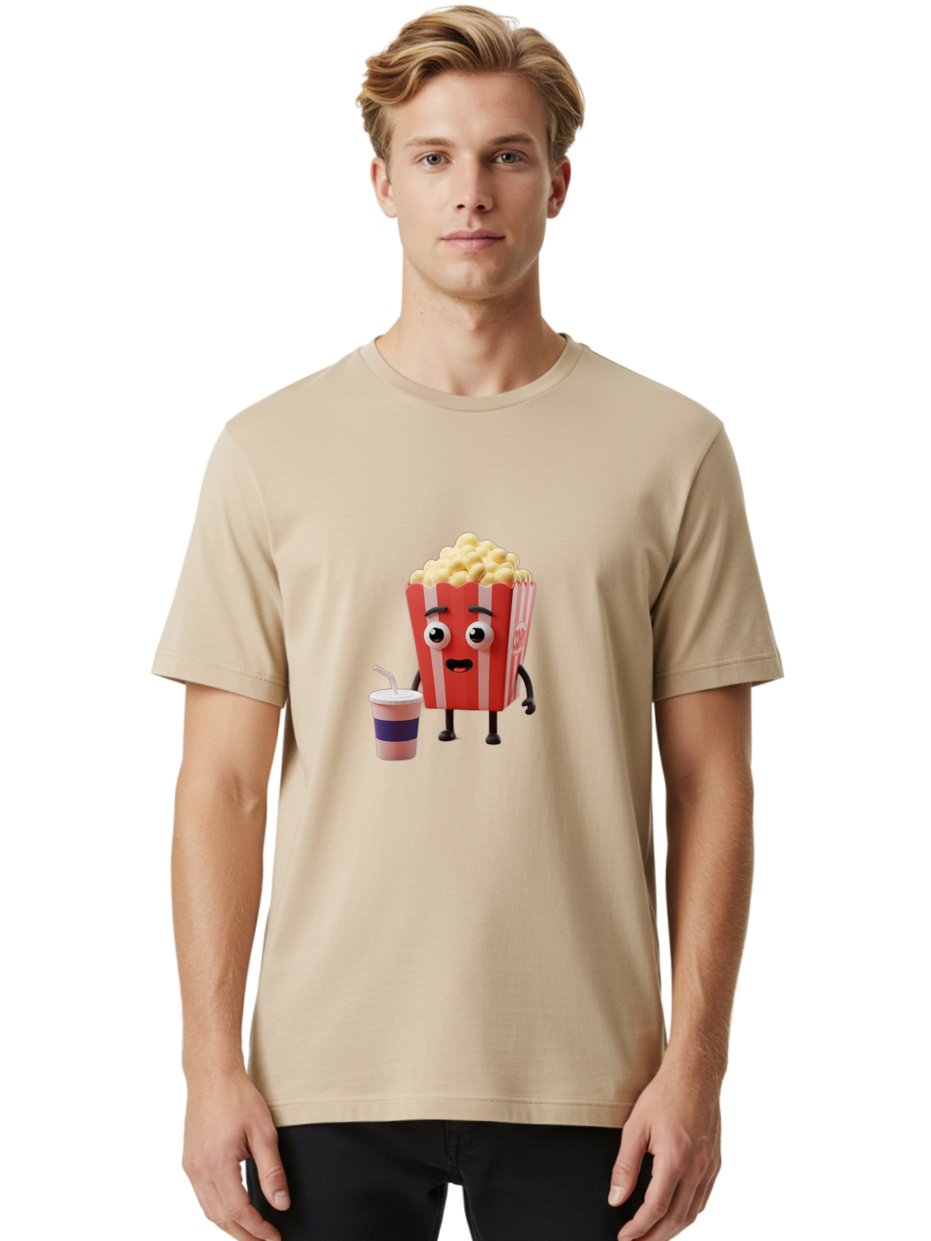 Popcorn Men'S Graphic Tee, 100% Cotton, Comfortable Casual Summer Wear, Machine Washable, Vintage Camera, Old Camera, Antique Camera, Black Camera, Classic Photography, Photography Equipment, Nostalgic Device, Film Camera, Camera Art Ban192