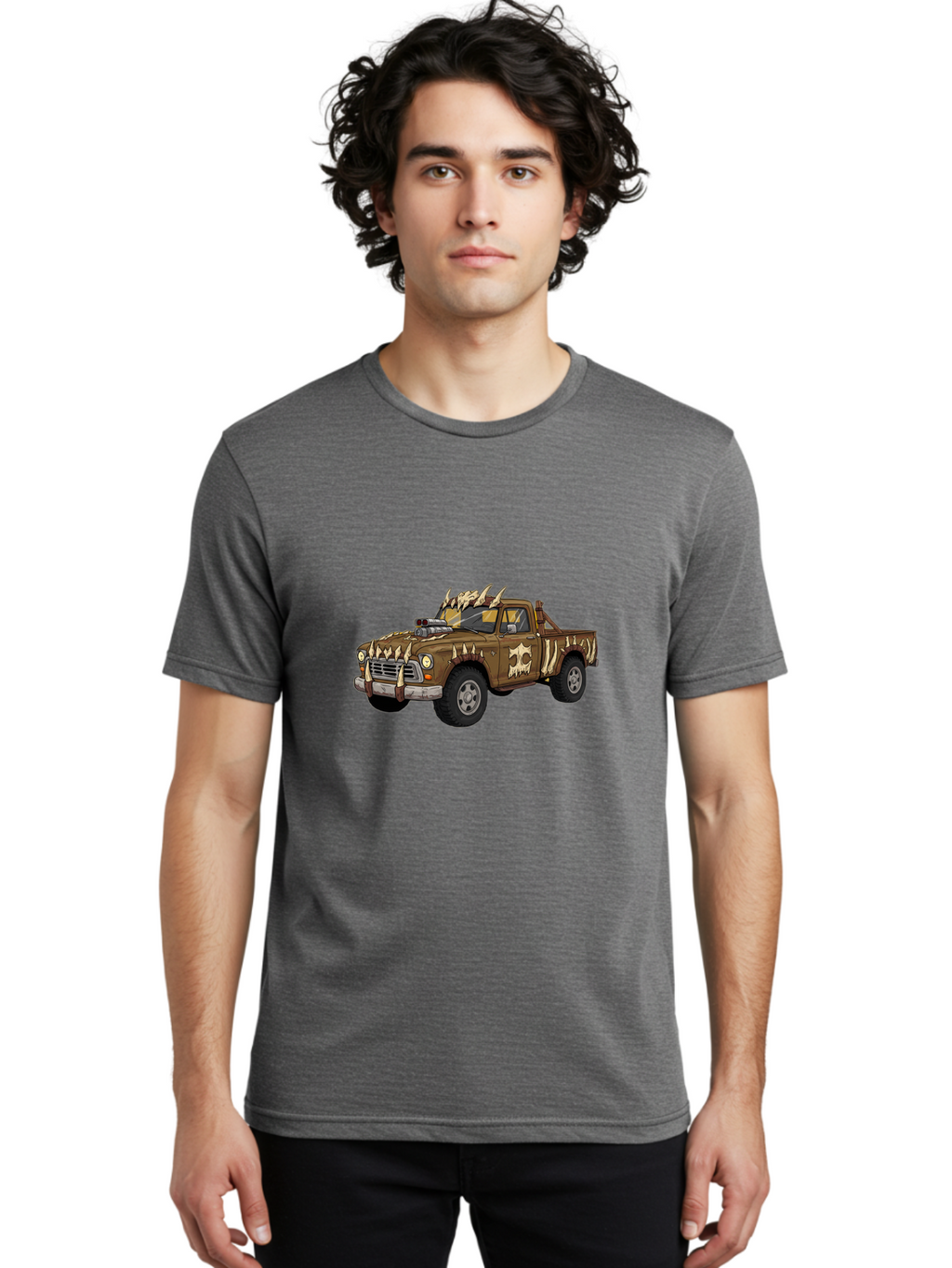 Post-Apocalyptic-Pickup-Truck Men'S Graphic Tee, 100% Cotton, Comfortable Casual Summer Wear, Machine Washable, Vintage Camera, Old Camera, Antique Camera, Black Camera, Classic Photography, Photography Equipment, Nostalgic Device, Ban195