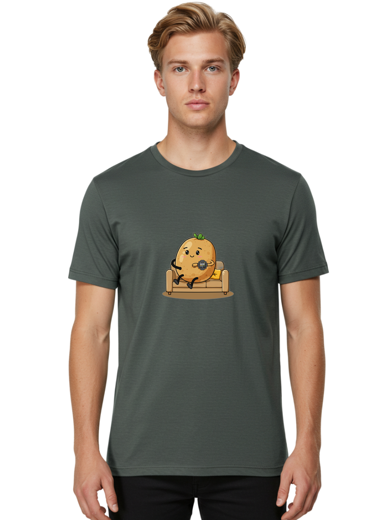 Potato-On-Couch-1 Men'S Graphic Tee, 100% Cotton, Comfortable Casual Summer Wear, Machine Washable, Vintage Camera, Old Camera, Antique Camera, Black Camera, Classic Photography, Photography Equipment, Nostalgic Device, Film Camera, Camera Art Ban196