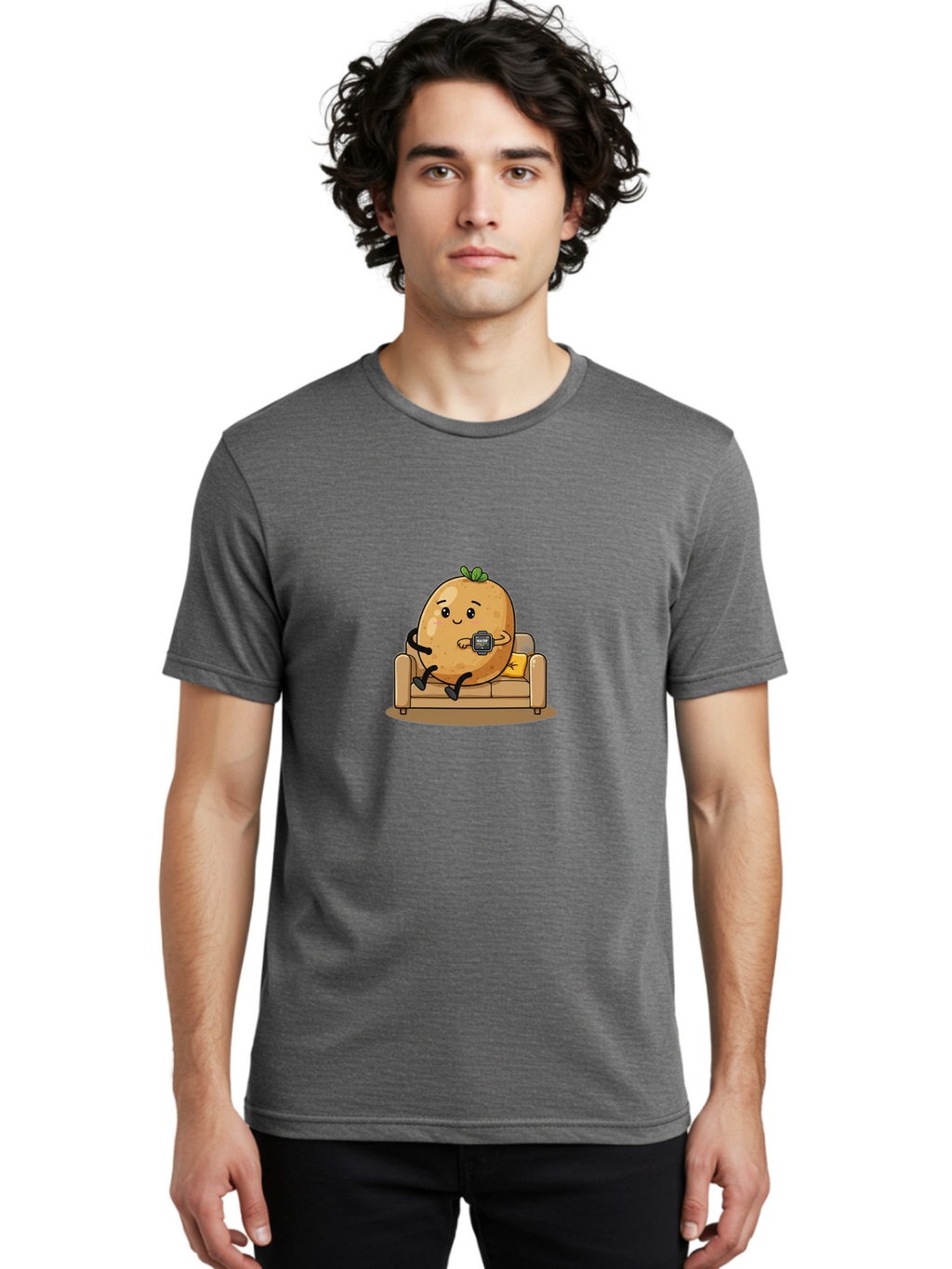 Potato-On-Couch-1 Men'S Graphic Tee, 100% Cotton, Comfortable Casual Summer Wear, Machine Washable, Vintage Camera, Old Camera, Antique Camera, Black Camera, Classic Photography, Photography Equipment, Nostalgic Device, Film Camera, Camera Art Ban196