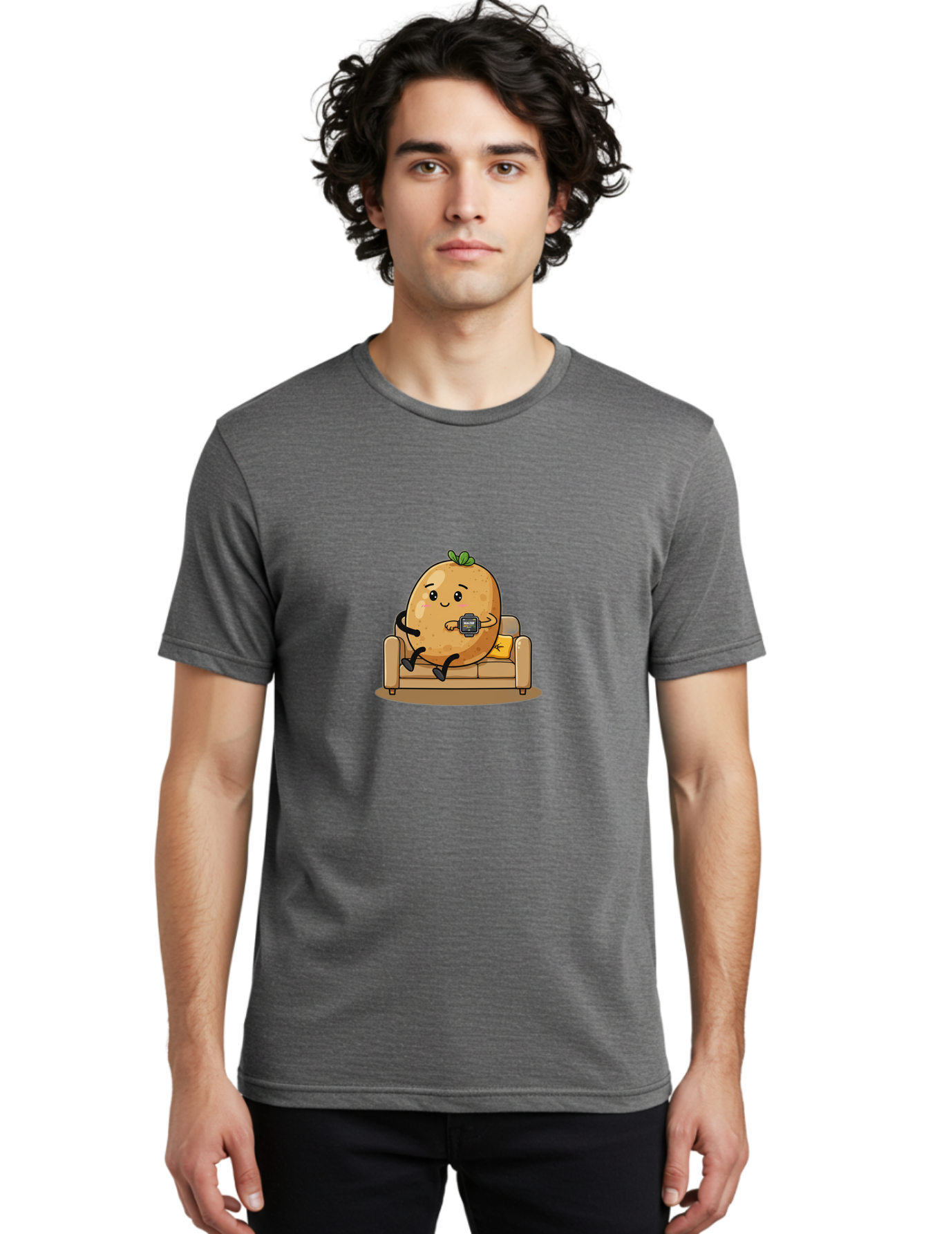 Potato-On-Couch-1 Men'S Graphic Tee, 100% Cotton, Comfortable Casual Summer Wear, Machine Washable, Vintage Camera, Old Camera, Antique Camera, Black Camera, Classic Photography, Photography Equipment, Nostalgic Device, Film Camera, Camera Art Ban196