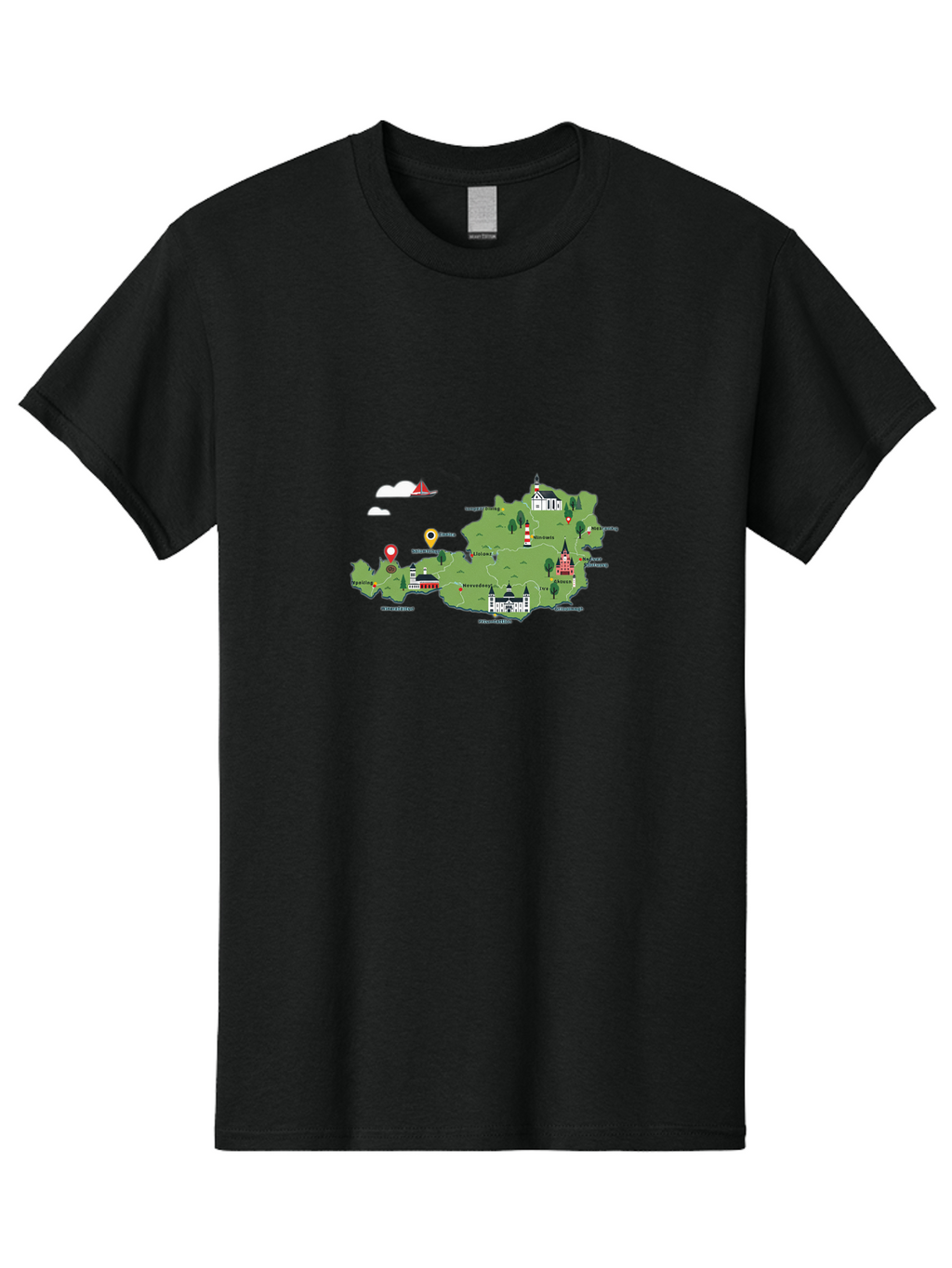 Prague-Map Men'S Graphic Tee, 100% Cotton, Comfortable Casual Summer Wear, Machine Washable, Vintage Camera, Old Camera, Antique Camera, Black Camera, Classic Photography, Photography Equipment, Nostalgic Device, Film Camera, Camera Art Ban201