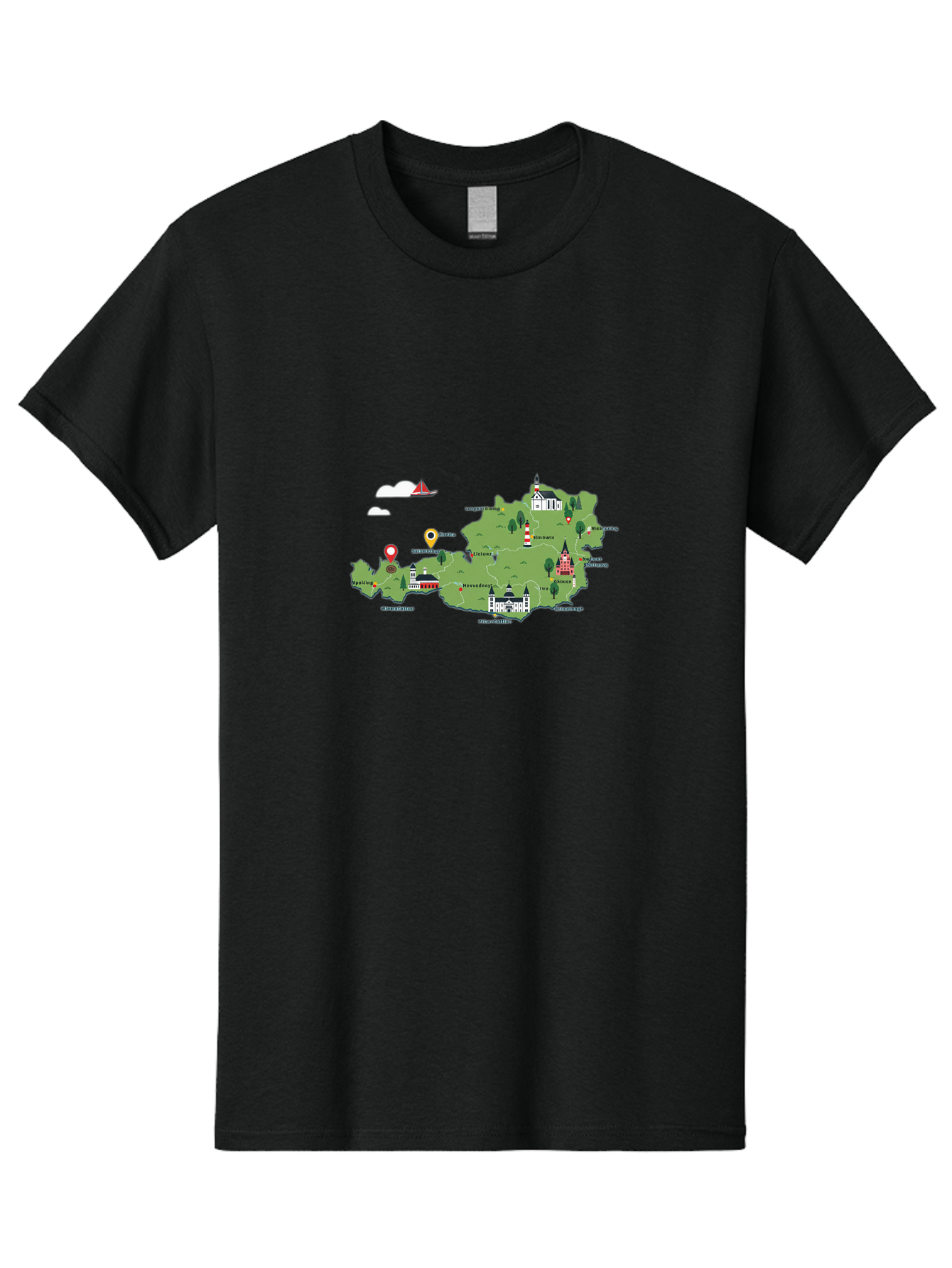 Prague-Map Men'S Graphic Tee, 100% Cotton, Comfortable Casual Summer Wear, Machine Washable, Vintage Camera, Old Camera, Antique Camera, Black Camera, Classic Photography, Photography Equipment, Nostalgic Device, Film Camera, Camera Art Ban201