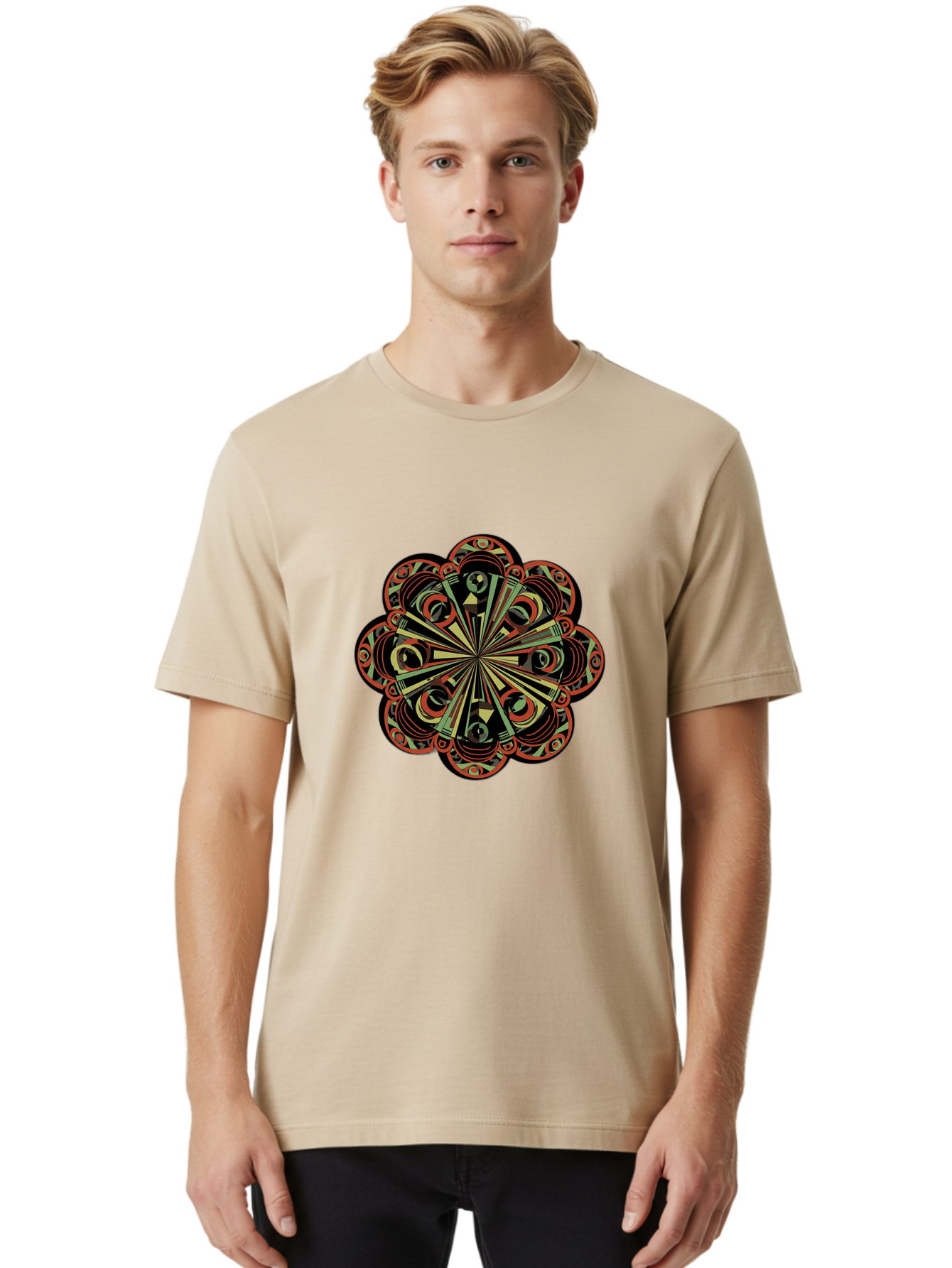 Psychedelic-Mandala Men'S Graphic Tee, 100% Cotton, Comfortable Casual Summer Wear, Machine Washable, Vintage Camera, Old Camera, Antique Camera, Black Camera, Classic Photography, Photography Equipment, Nostalgic Device, Film Camera, Ban206