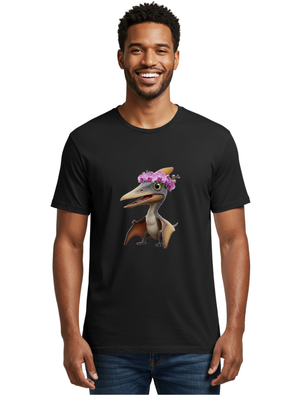 Pterodactyl-With-Flowers Men'S Graphic Tee, 100% Cotton, Comfortable Casual Summer Wear, Machine Washable, Vintage Camera, Old Camera, Antique Camera, Black Camera, Classic Photography, Photography Equipment, Nostalgic Device, Film Camera, Ban208